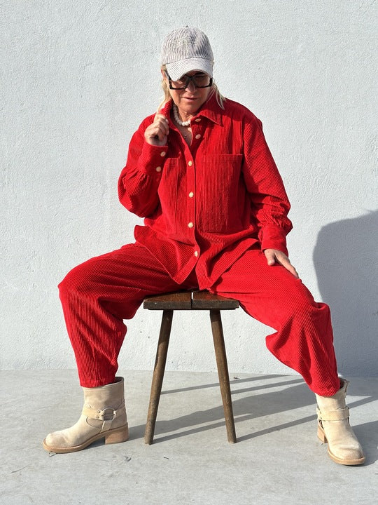 Gaspar 2510325 Malmø skjorte corduroy red