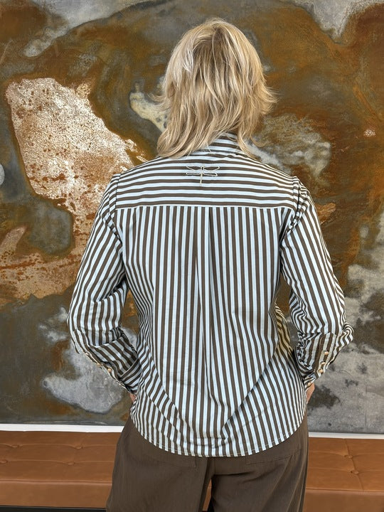 Gaspar 251337 Madison stripe skjorte brown