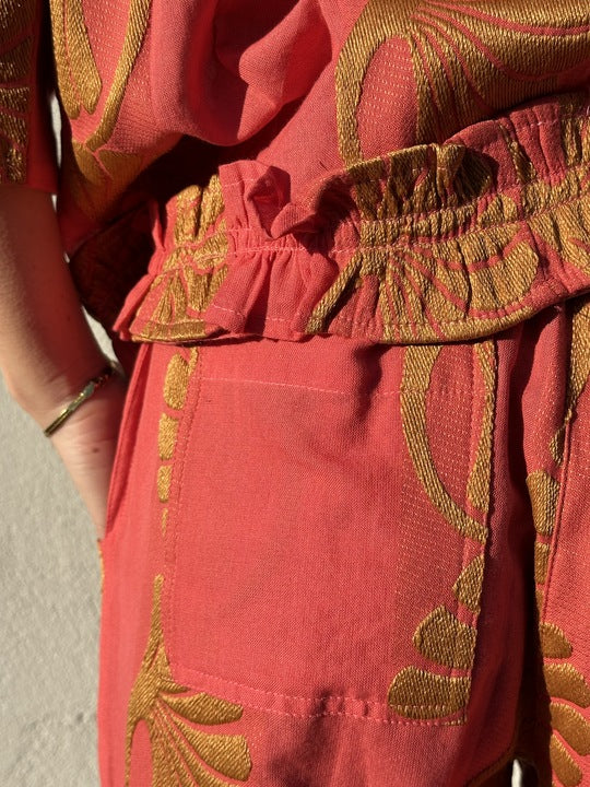 Gaspar 2510929 Honolulu jacquard pants coral