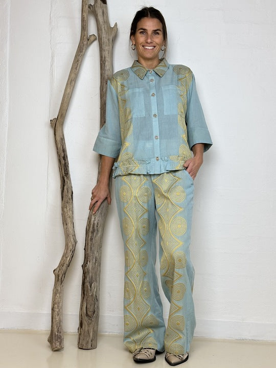 Gaspar 2510929 Honolulu jacquard pants ligth blue