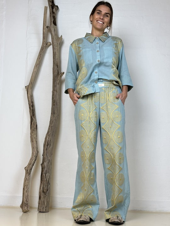 Gaspar 2510929 Honolulu jacquard pants ligth blue