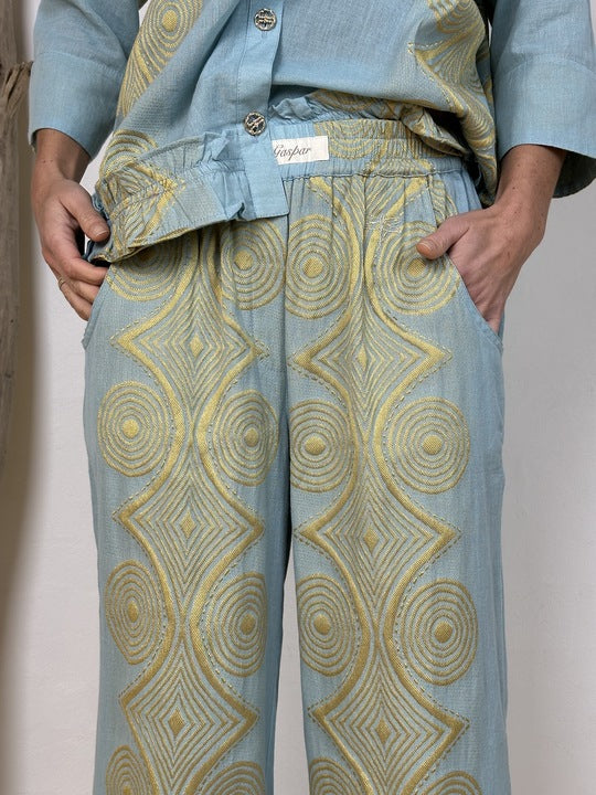 Gaspar 2510929 Honolulu jacquard pants ligth blue