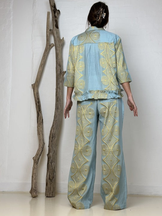 Gaspar 2510929 Honolulu jacquard pants ligth blue