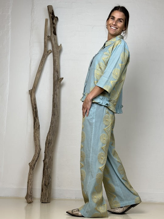 Gaspar 2510929 Honolulu jacquard pants ligth blue