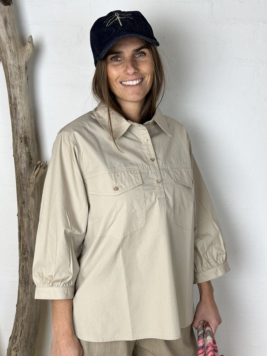 Gaspar 2601312 Oslo poplin shirt sand