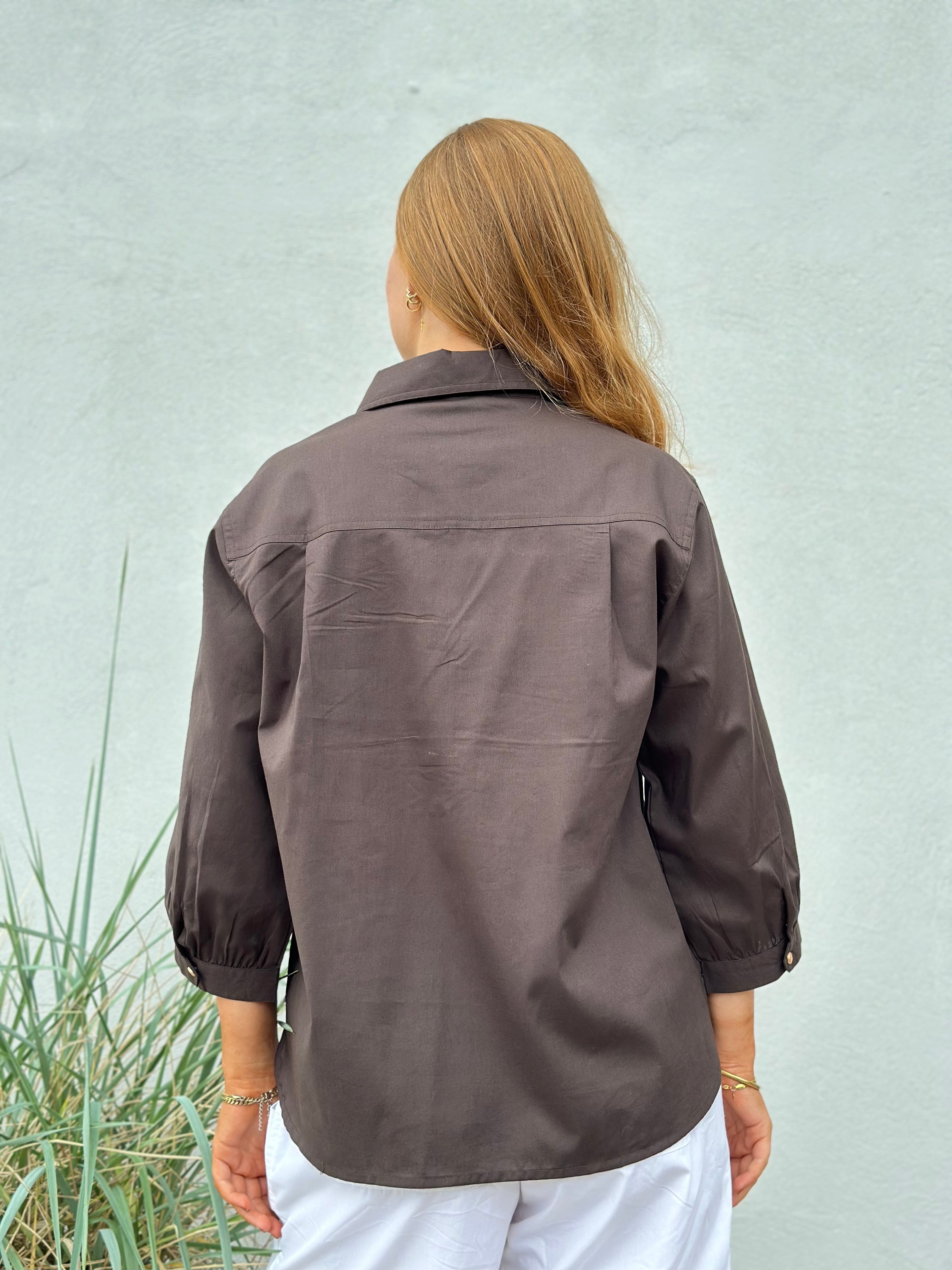 Gaspar 2601312 Oslo poplin shirt chocolate