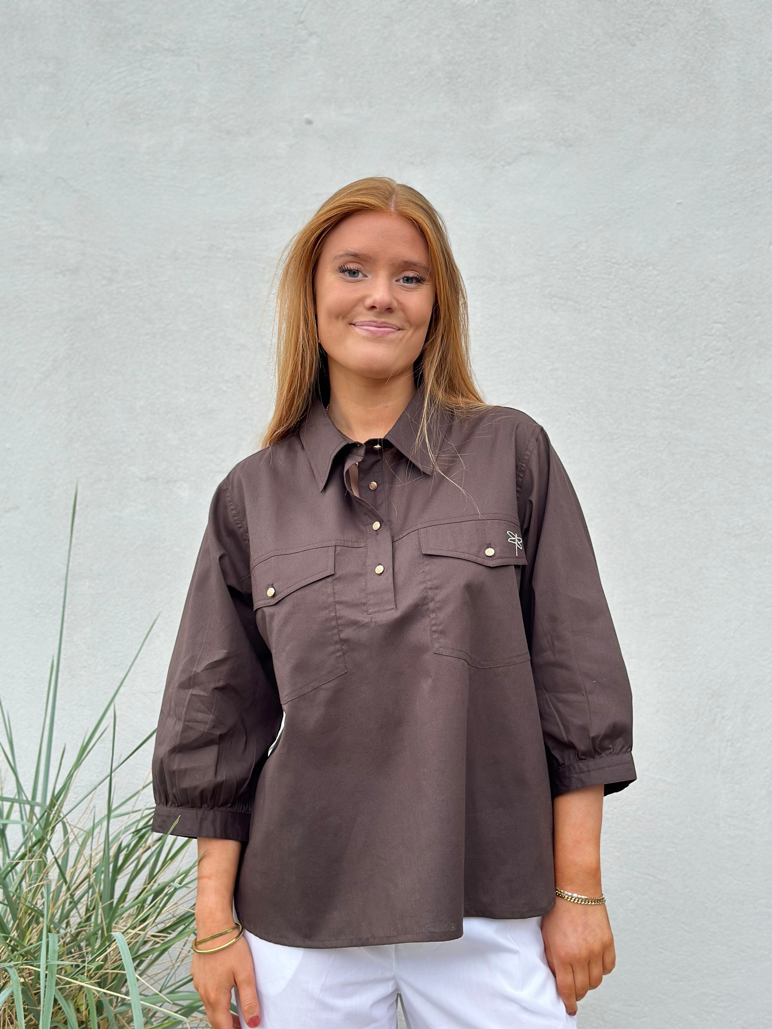 Gaspar 2601312 Oslo poplin shirt chocolate