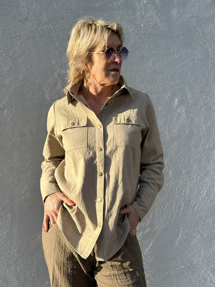 Gaspar 2601315 Lyon canvas shirt sand