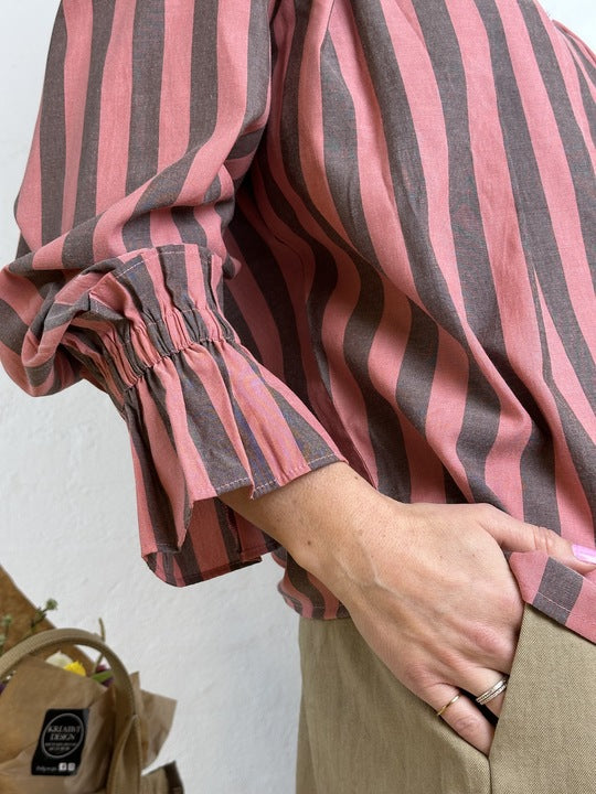 Gaspar 2601330 Himalaya stripe shirt coral