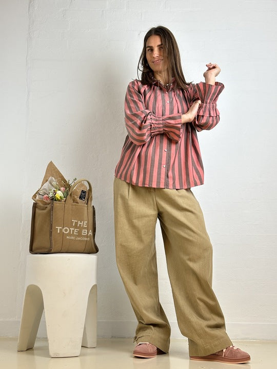 Gaspar 2601330 Himalaya stripe shirt coral