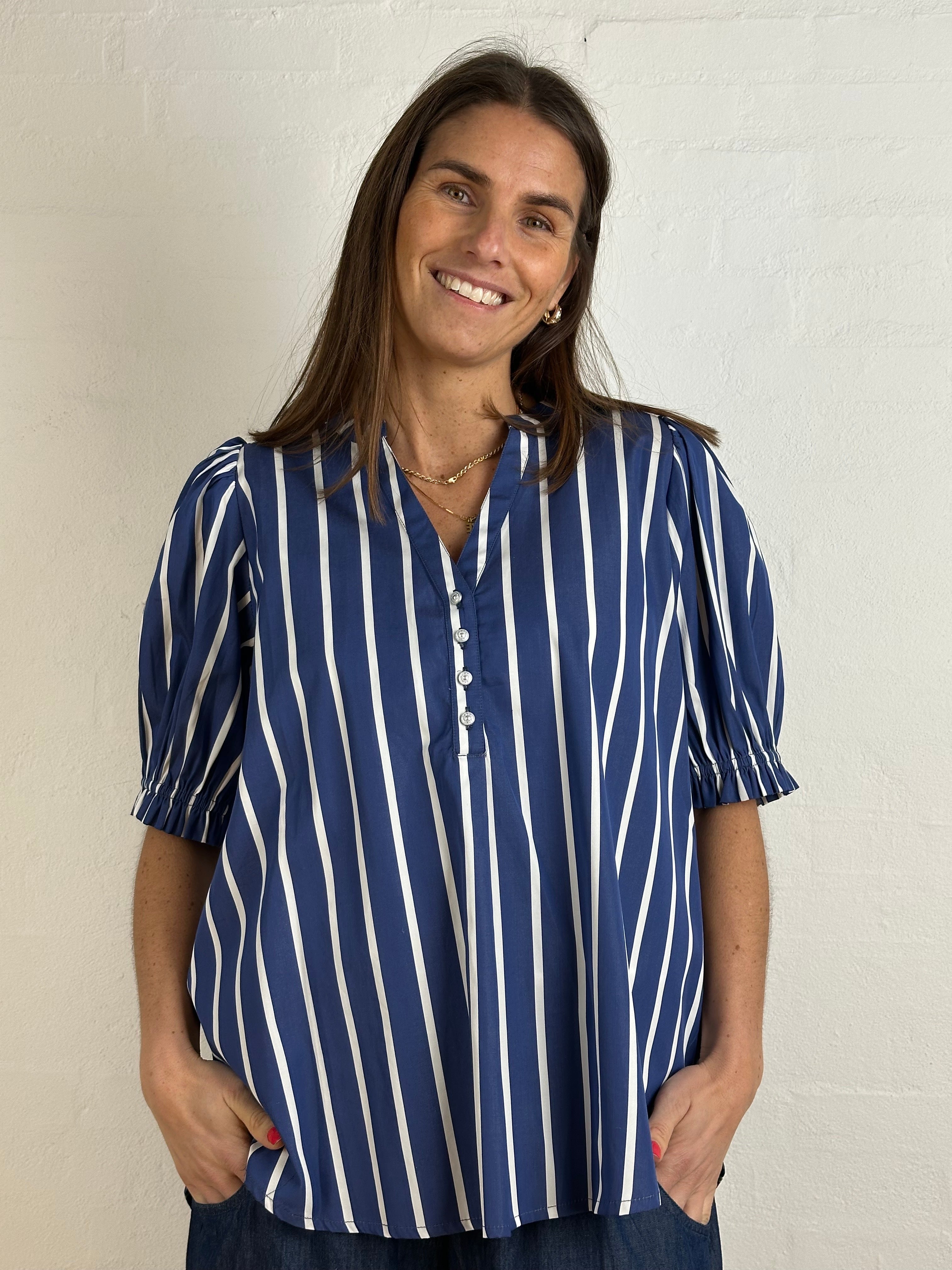 Gaspar 2601338 Tunø blouse stripe blue