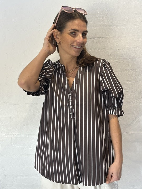 Gaspar 2601338 Tunø blouse stripe brown