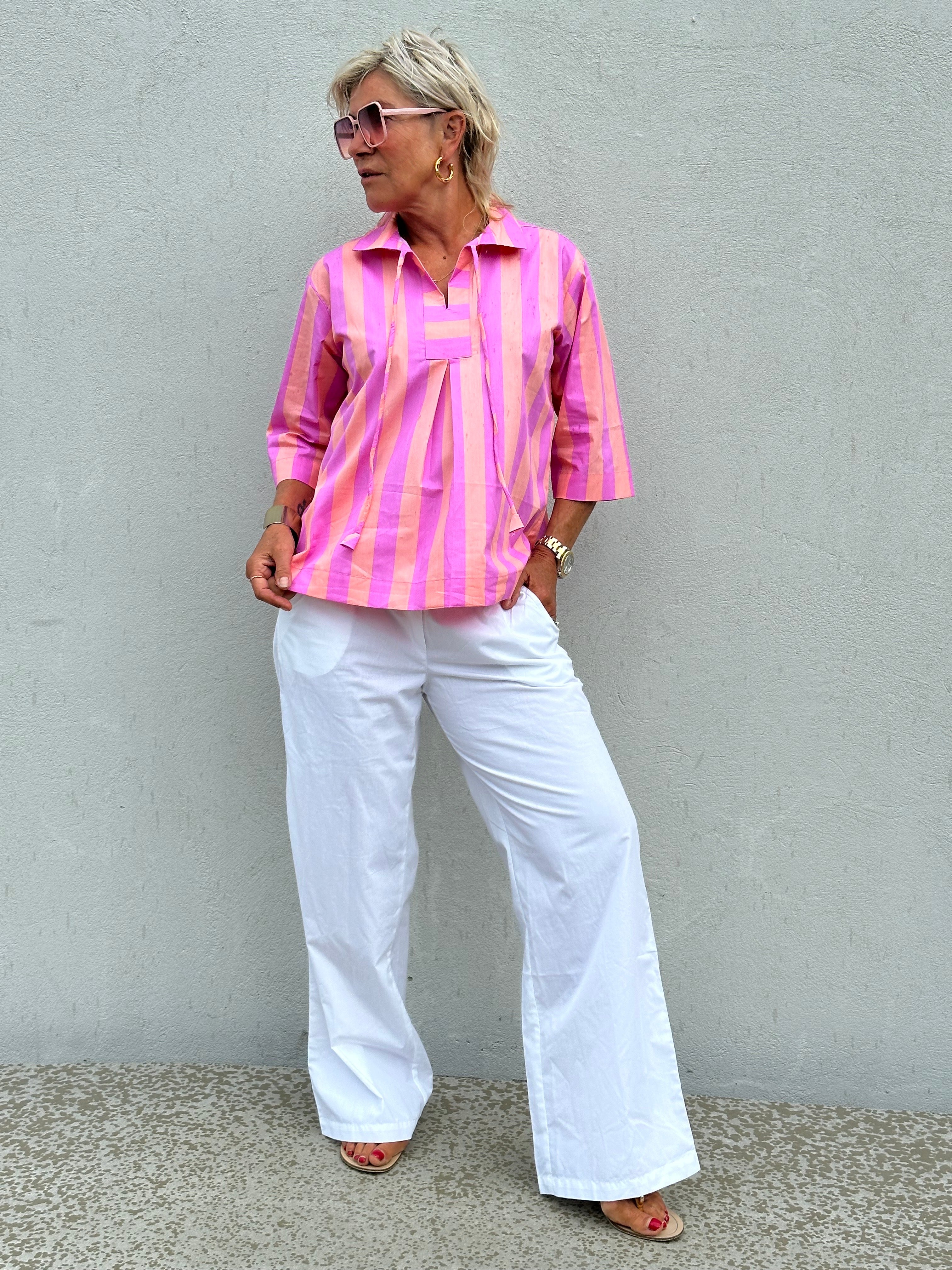 Gaspar 2601341 Java blouse stripe pink
