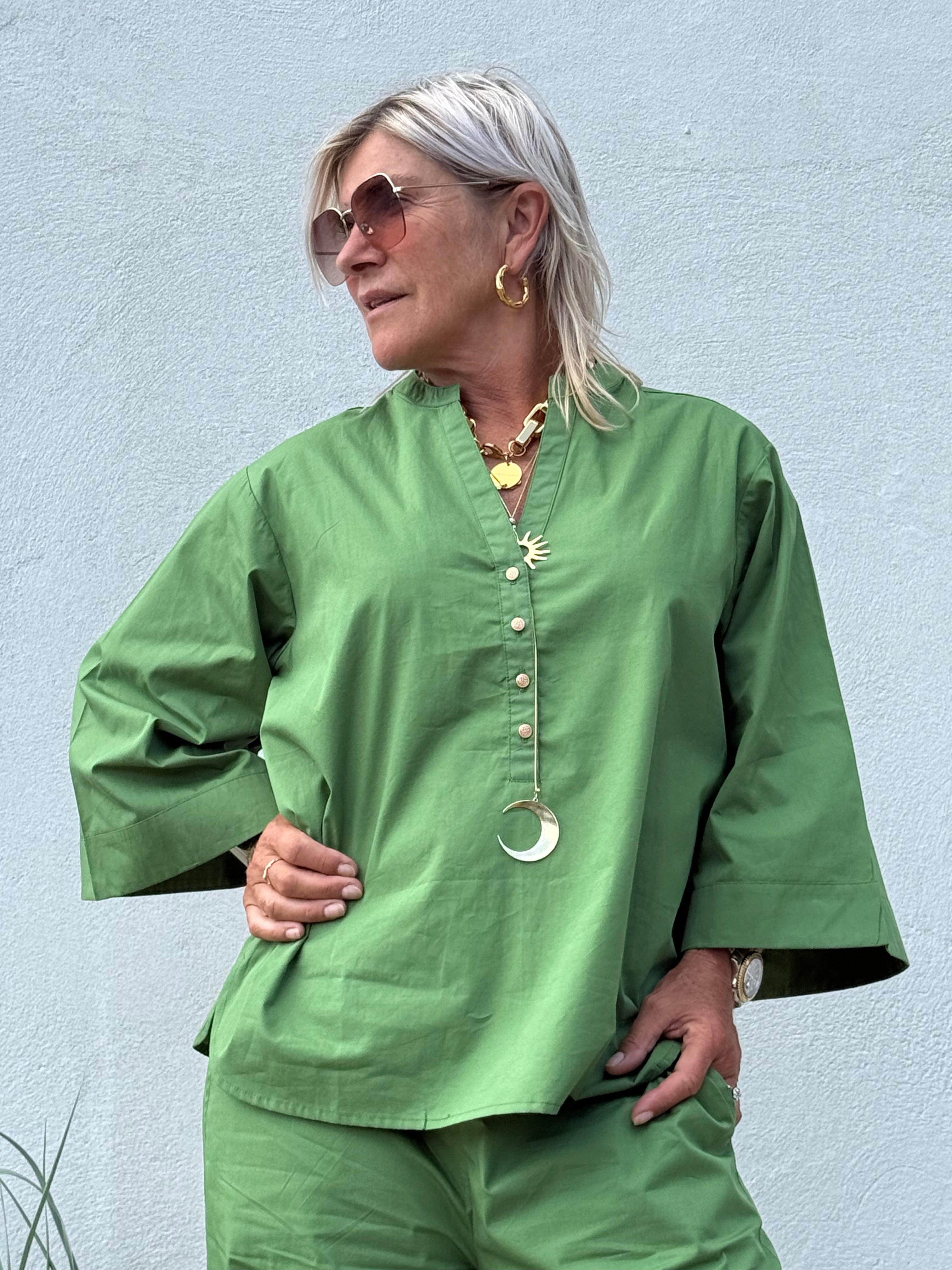Gaspar 2601346 Mumbai blouse poplin apple green