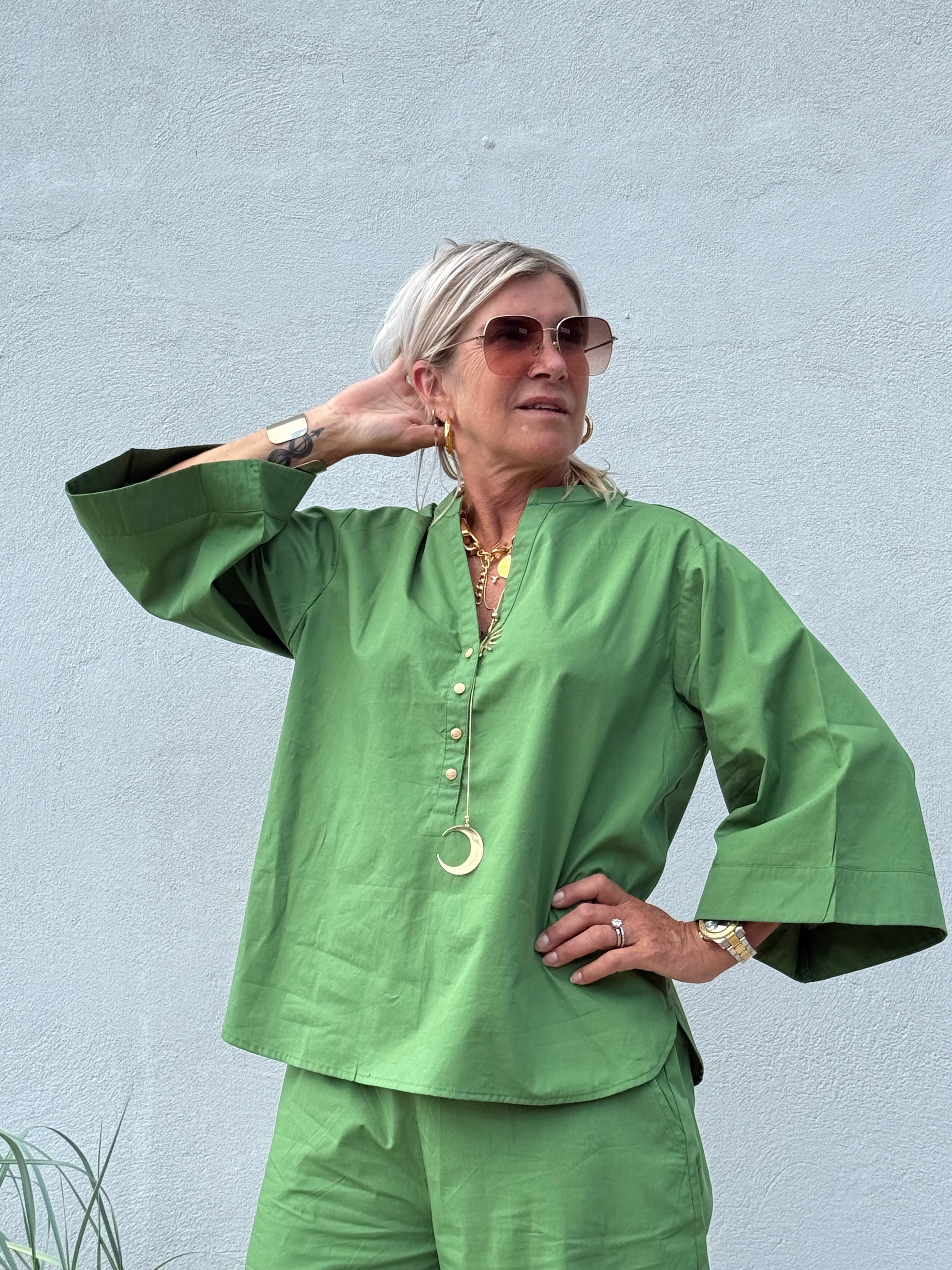Gaspar 2601346 Mumbai blouse poplin apple green