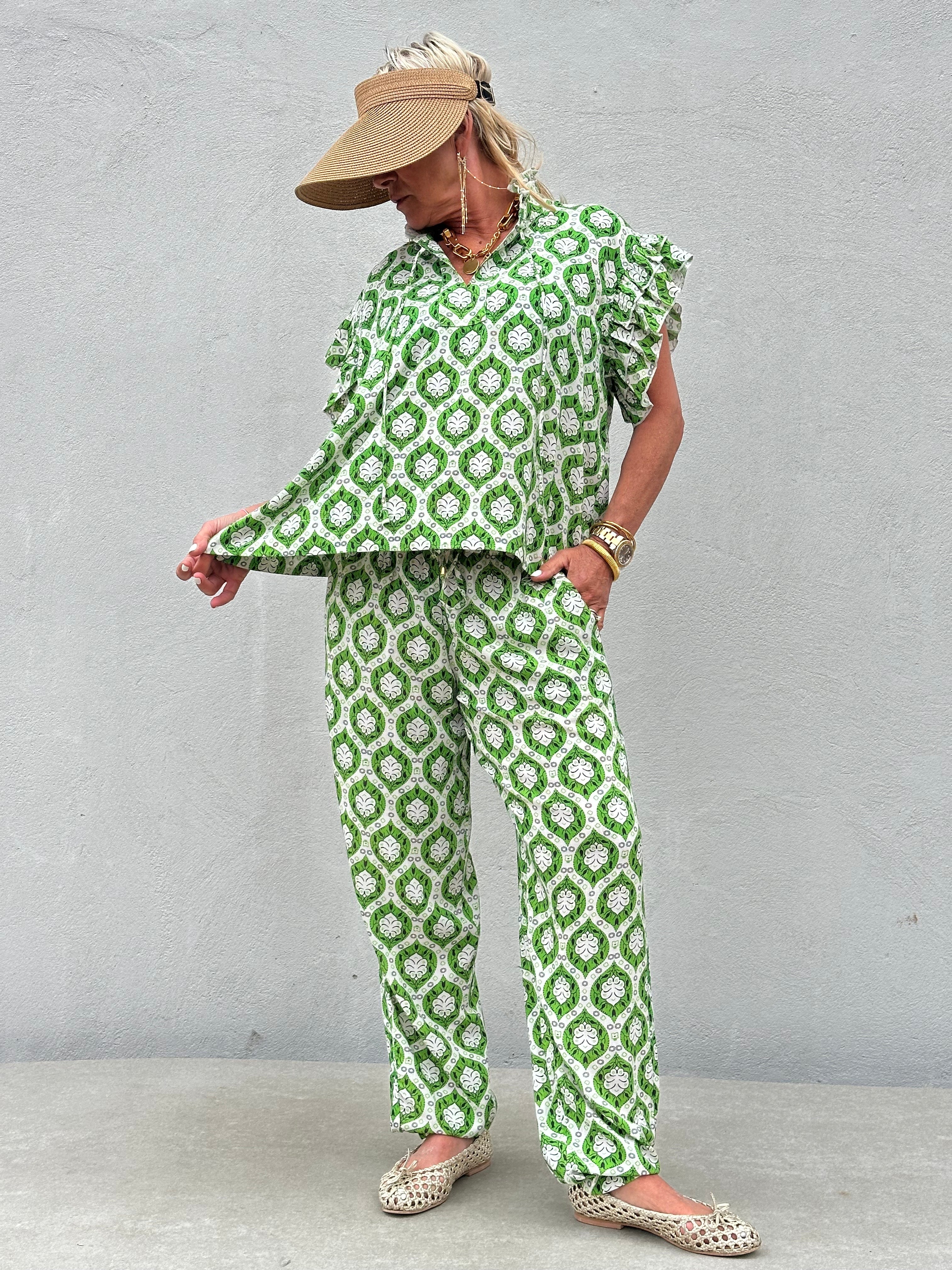 Gaspar 2601349 Jada print blouse green