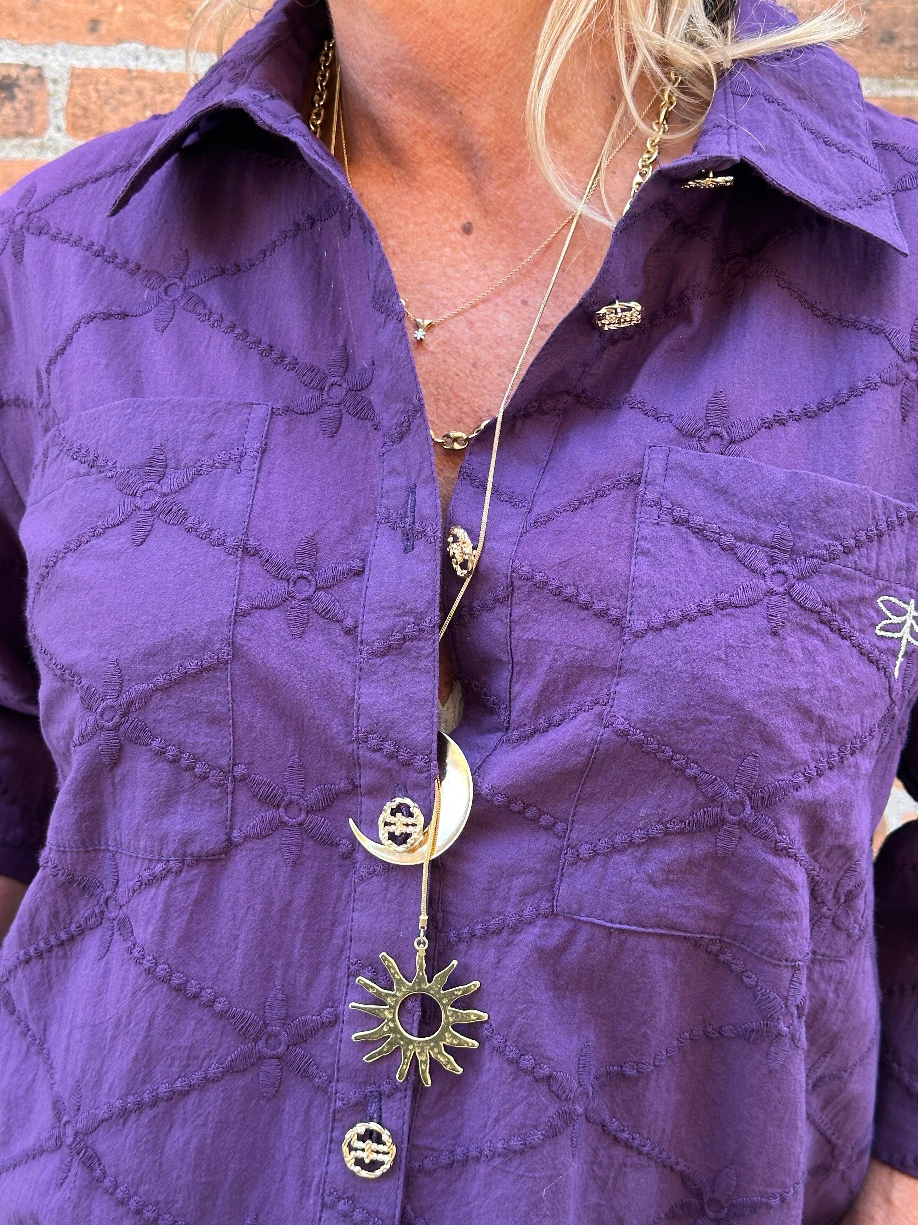 Gaspar 2601375 Vigo broderi anglaise purple