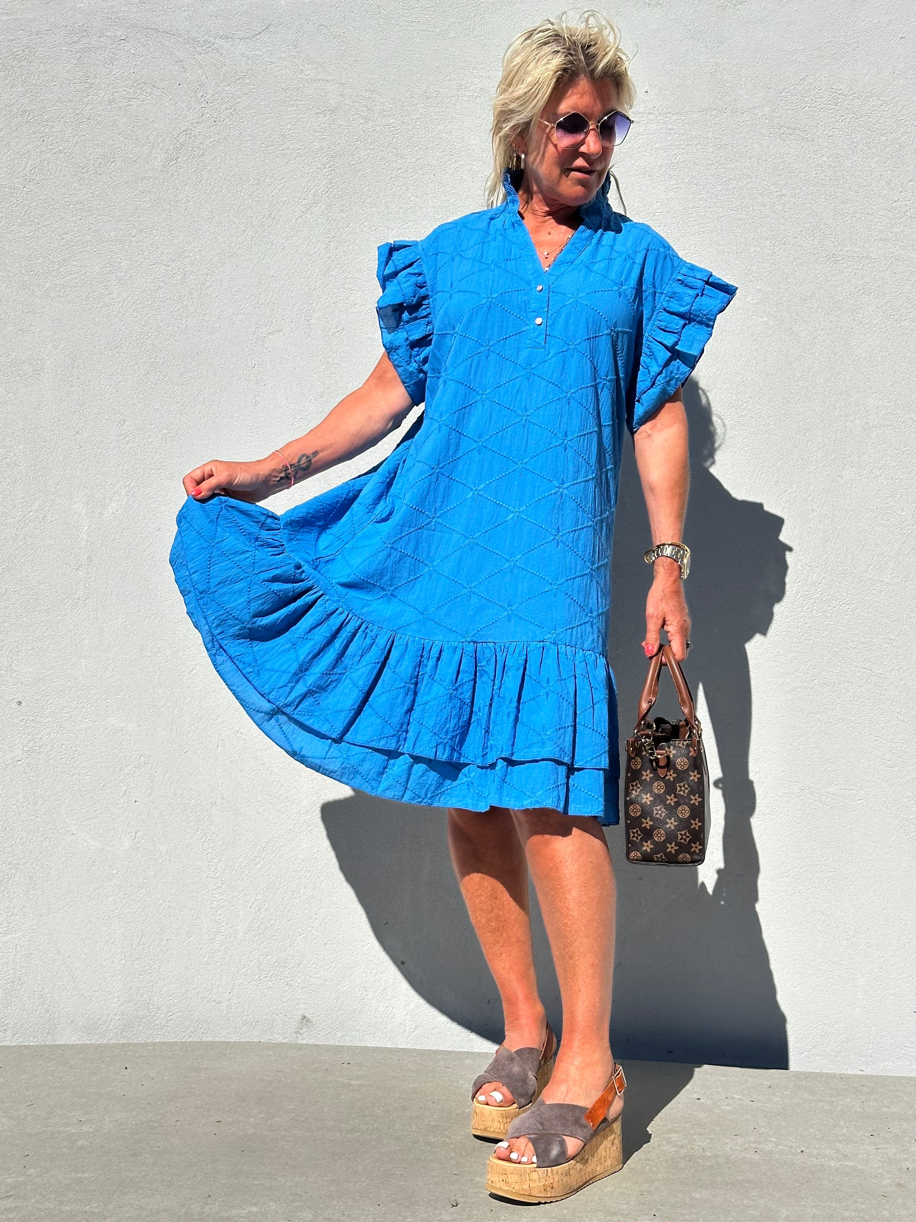 Gaspar 2601733 Jada dress broderi anglaise blue