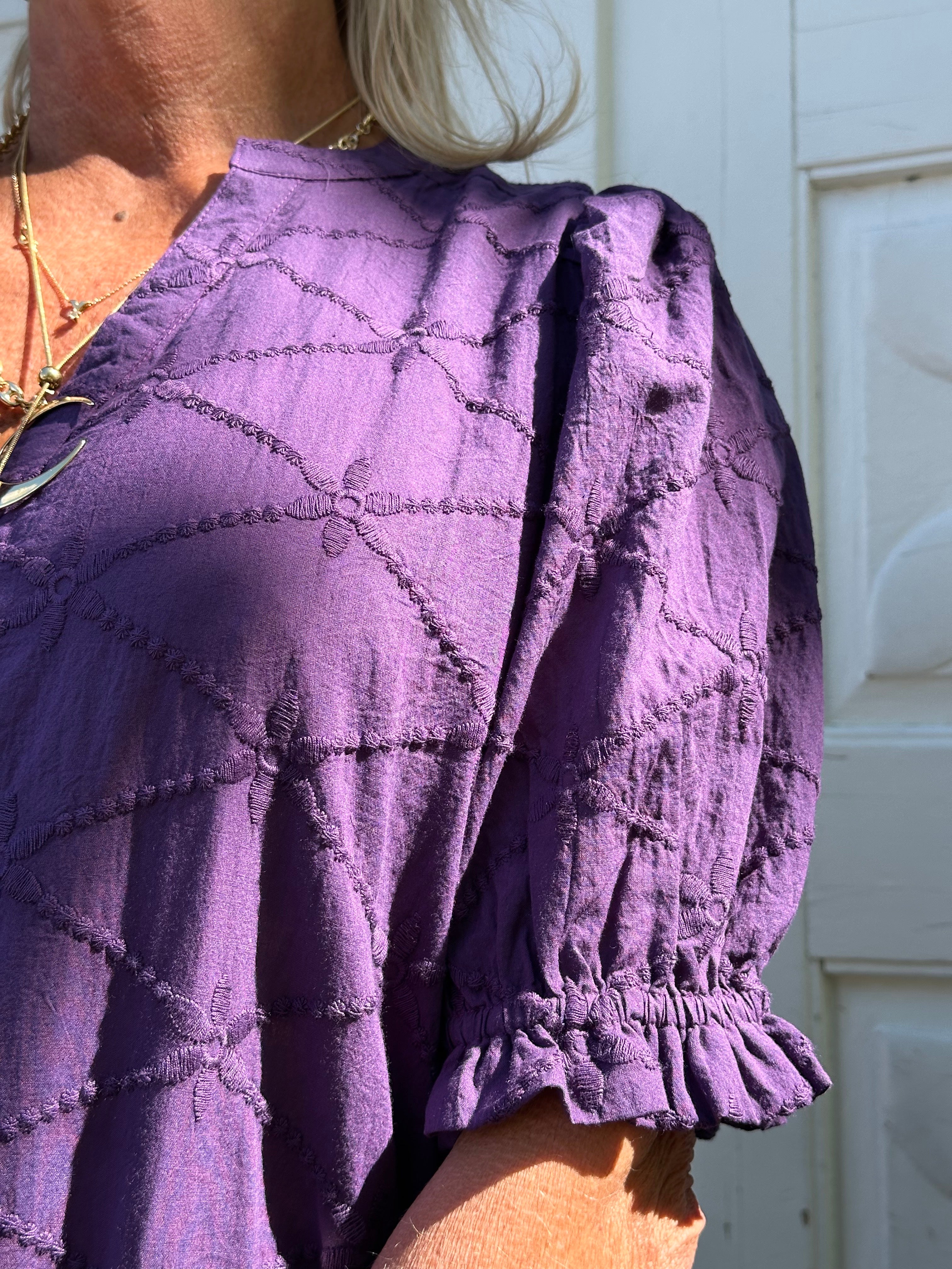 Gaspar 2601736 Tunø dress broderi anglaise purple