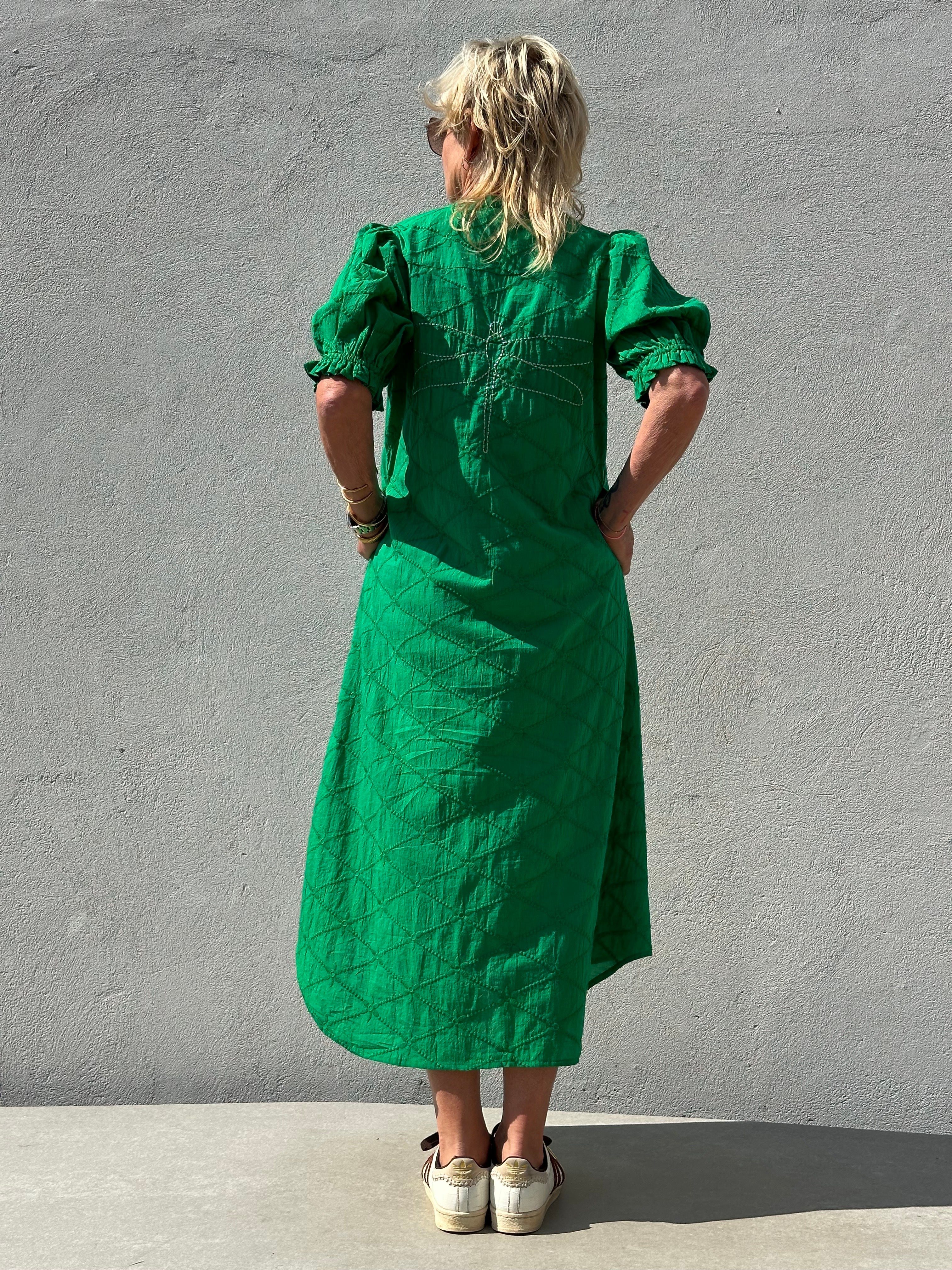 Gaspar 2601736 Tunø dress broderi anglaise green