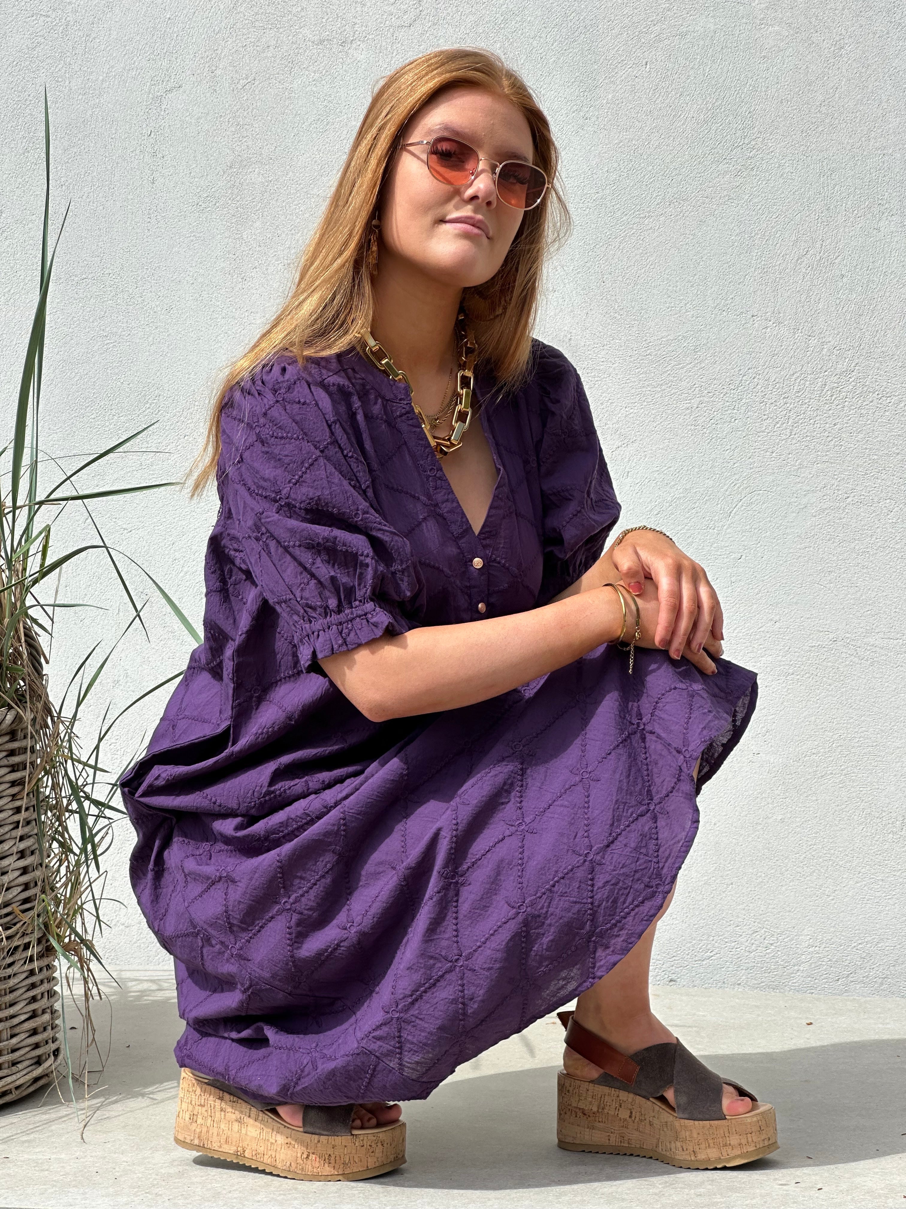 Gaspar 2601736 Tunø dress broderi anglaise purple