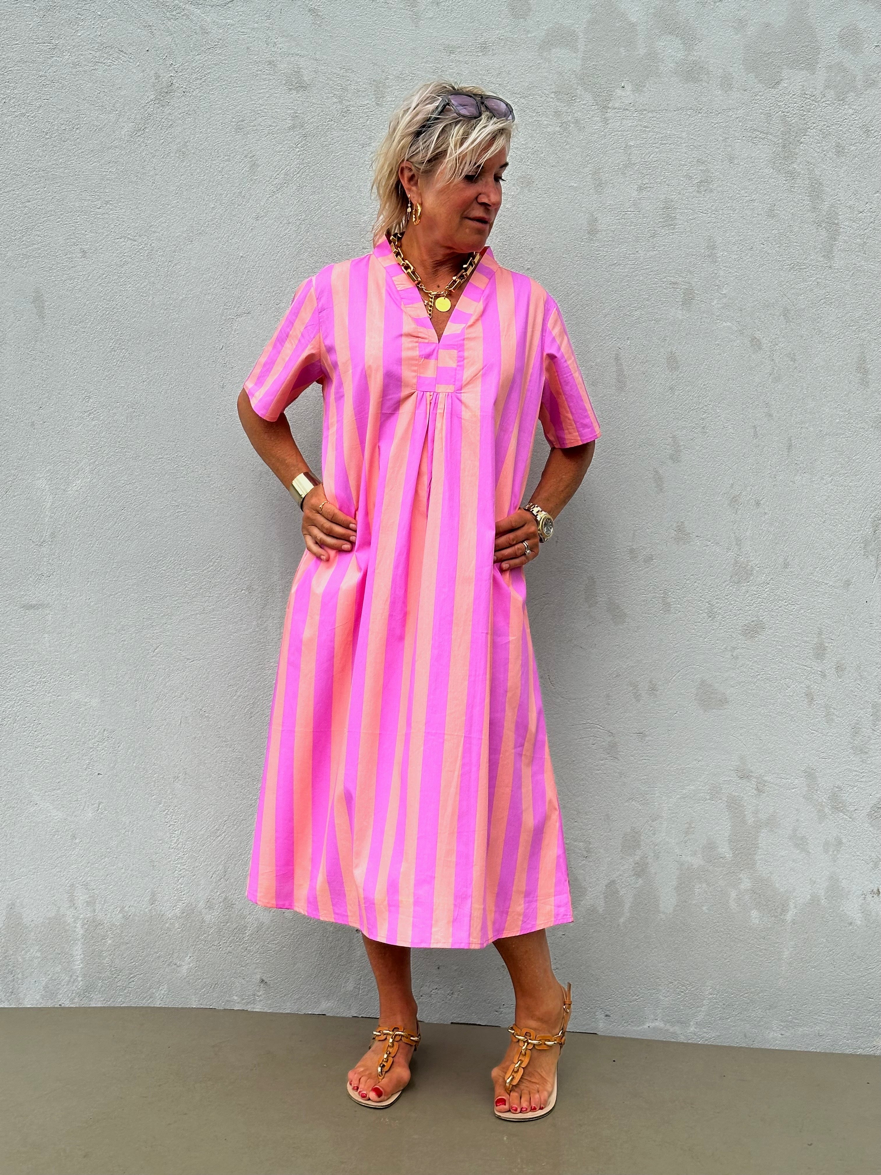 Gaspar 2601752 Java dress stripe pink