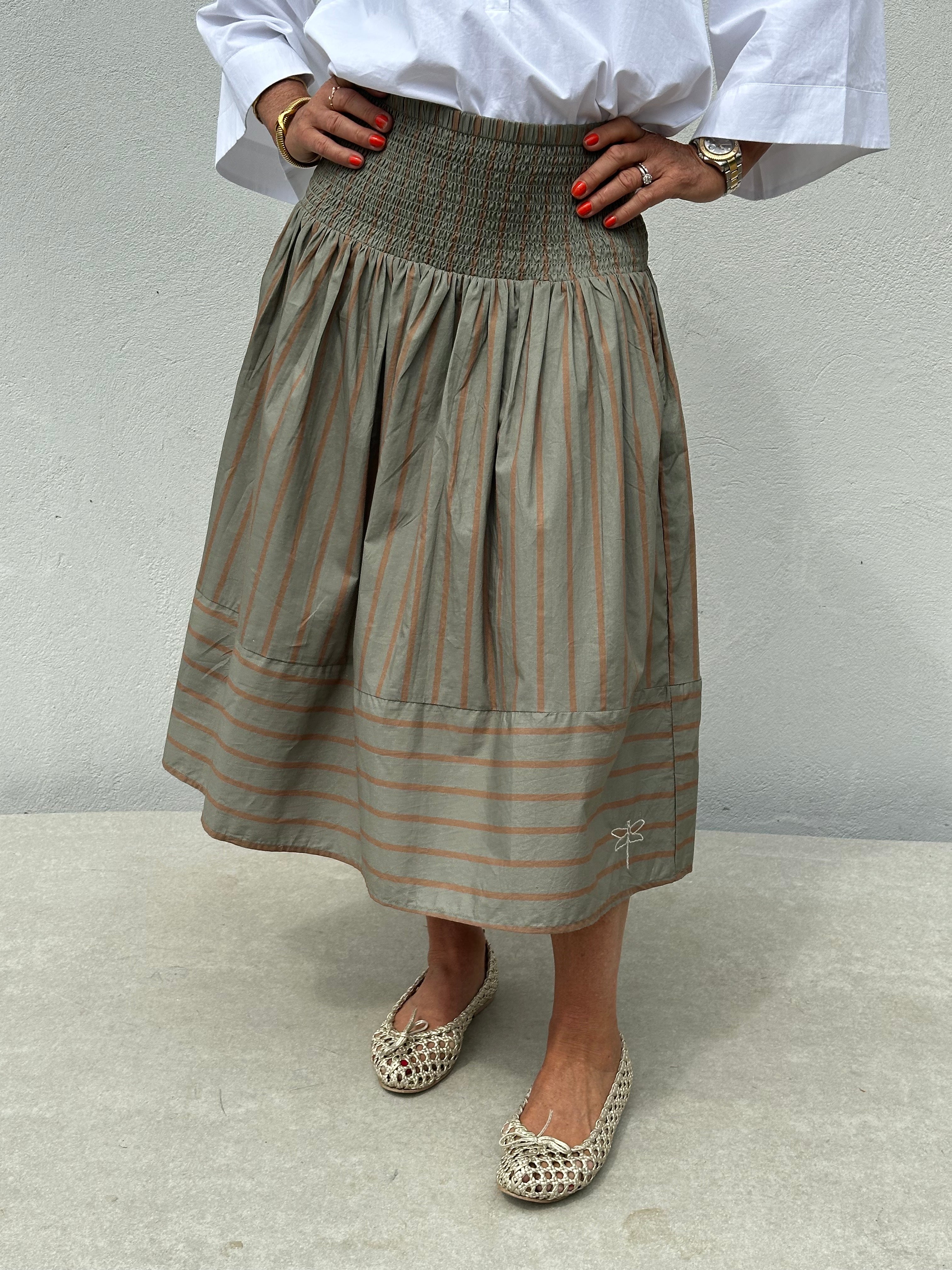 Gaspar 2601956 Vienna stripe skirt dusty green
