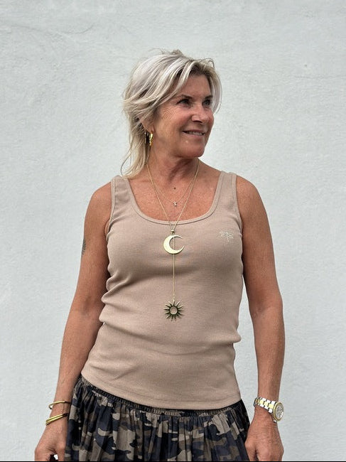 Gaspar 2607300 Osaka rib tanktop dark sand