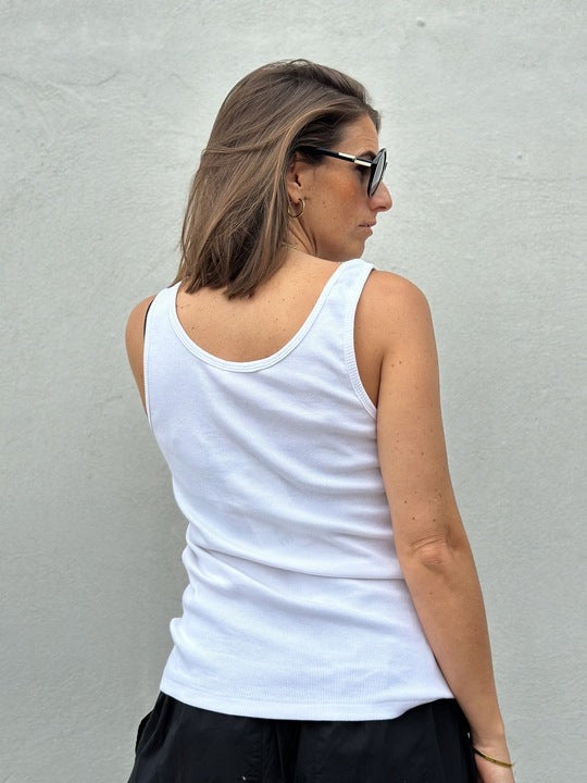 Gaspar 2607300 Osaka rib tanktop white