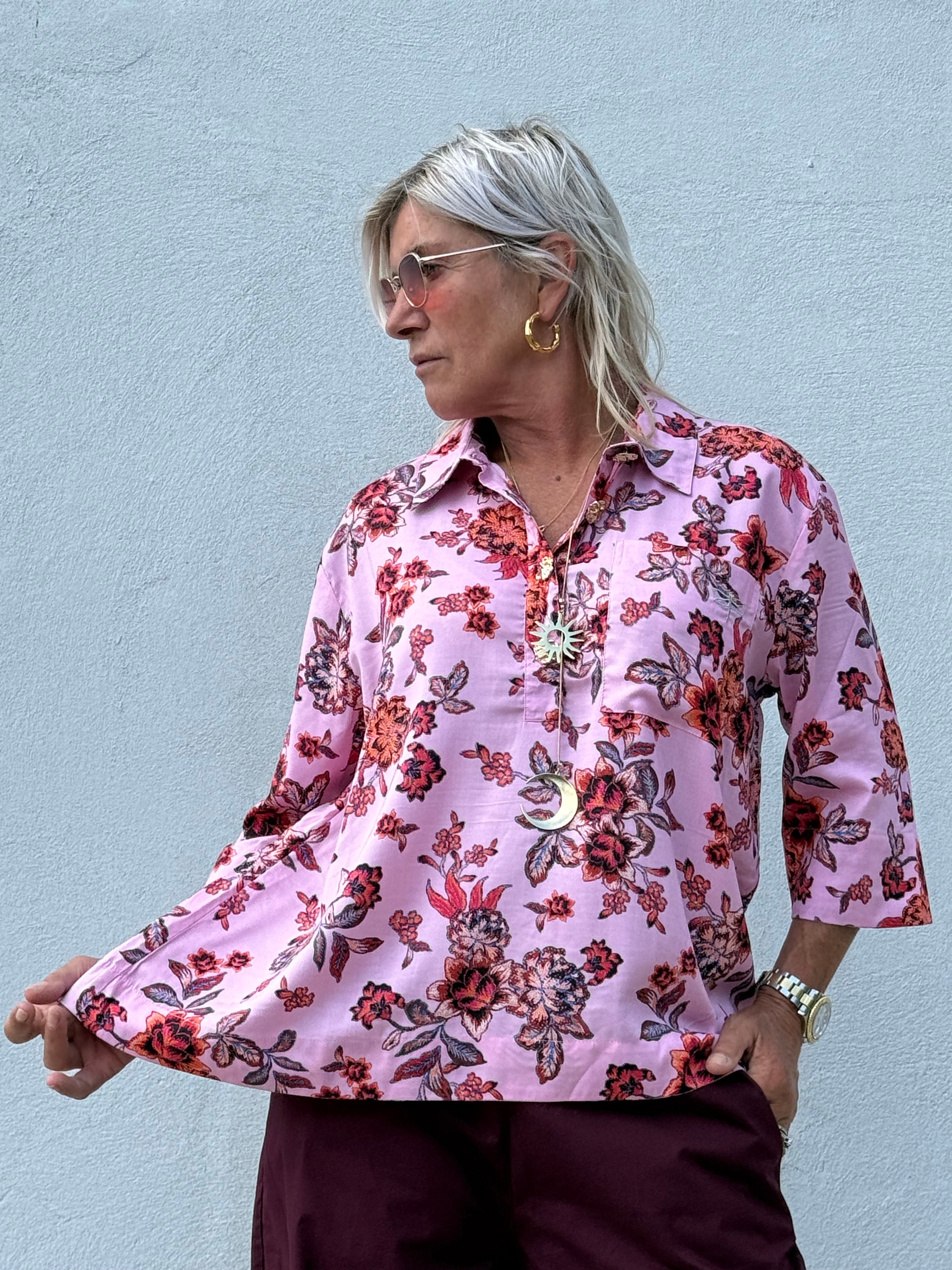 Gaspar 2607316 Porto blouse flower print rose