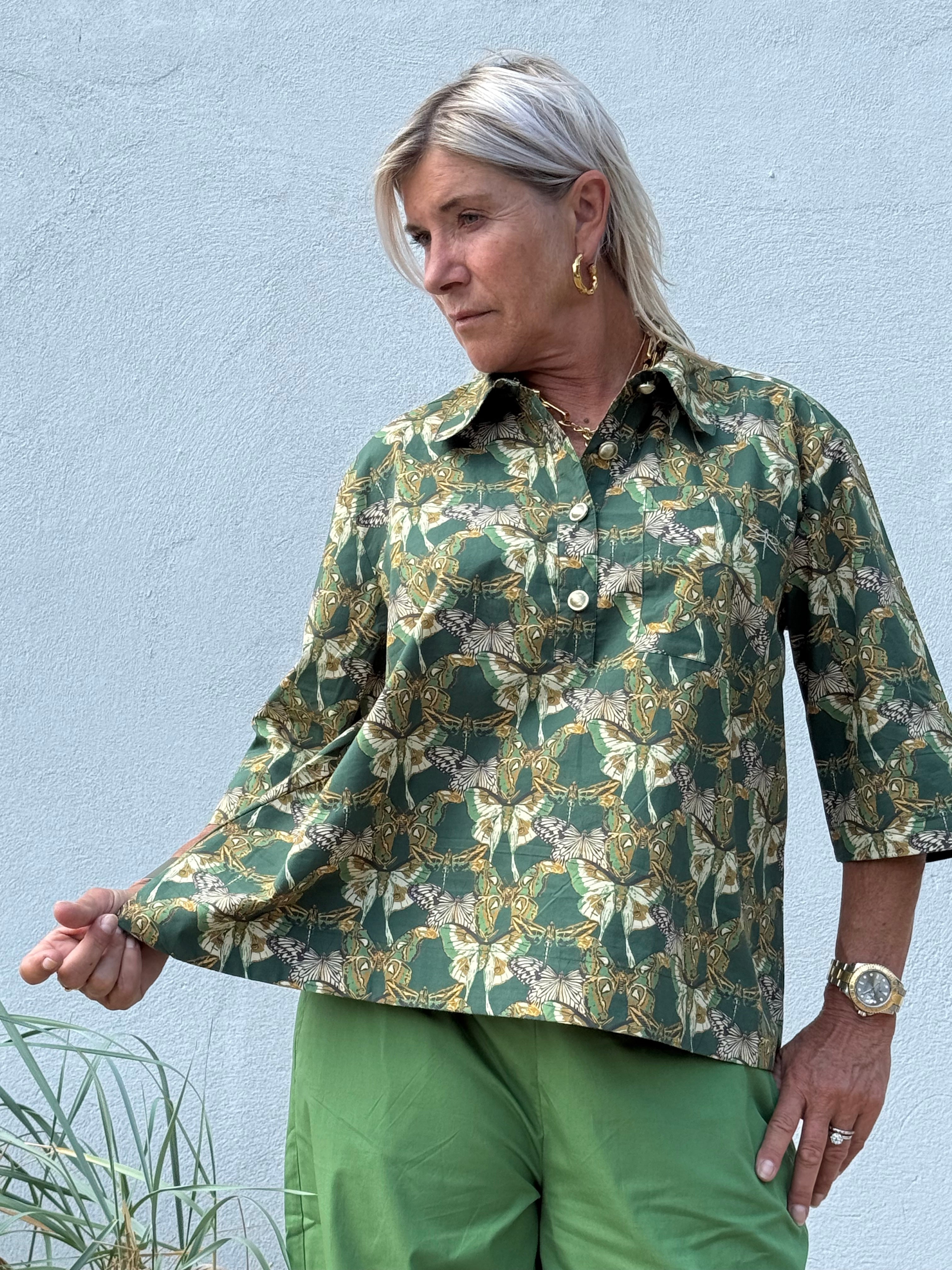 Gaspar 2607336 Porto blouse butterfly print green