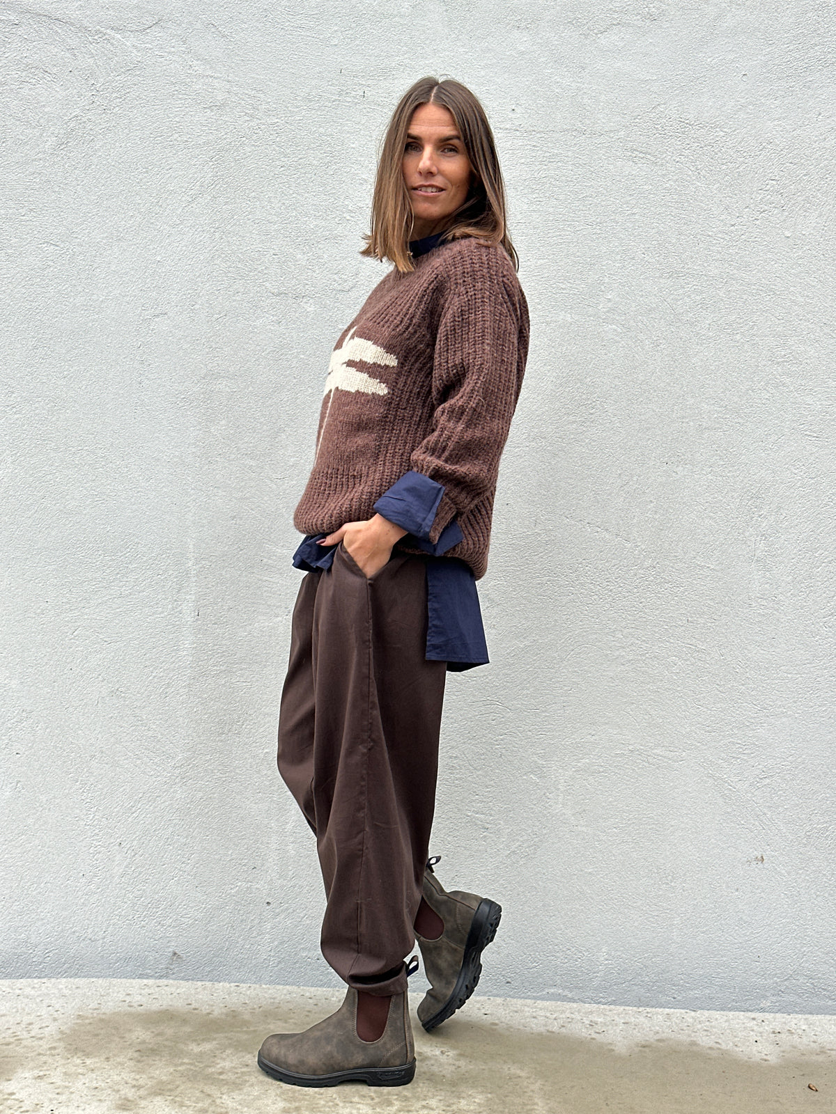 Gaspar 2607349 Pisa logo pullover brown