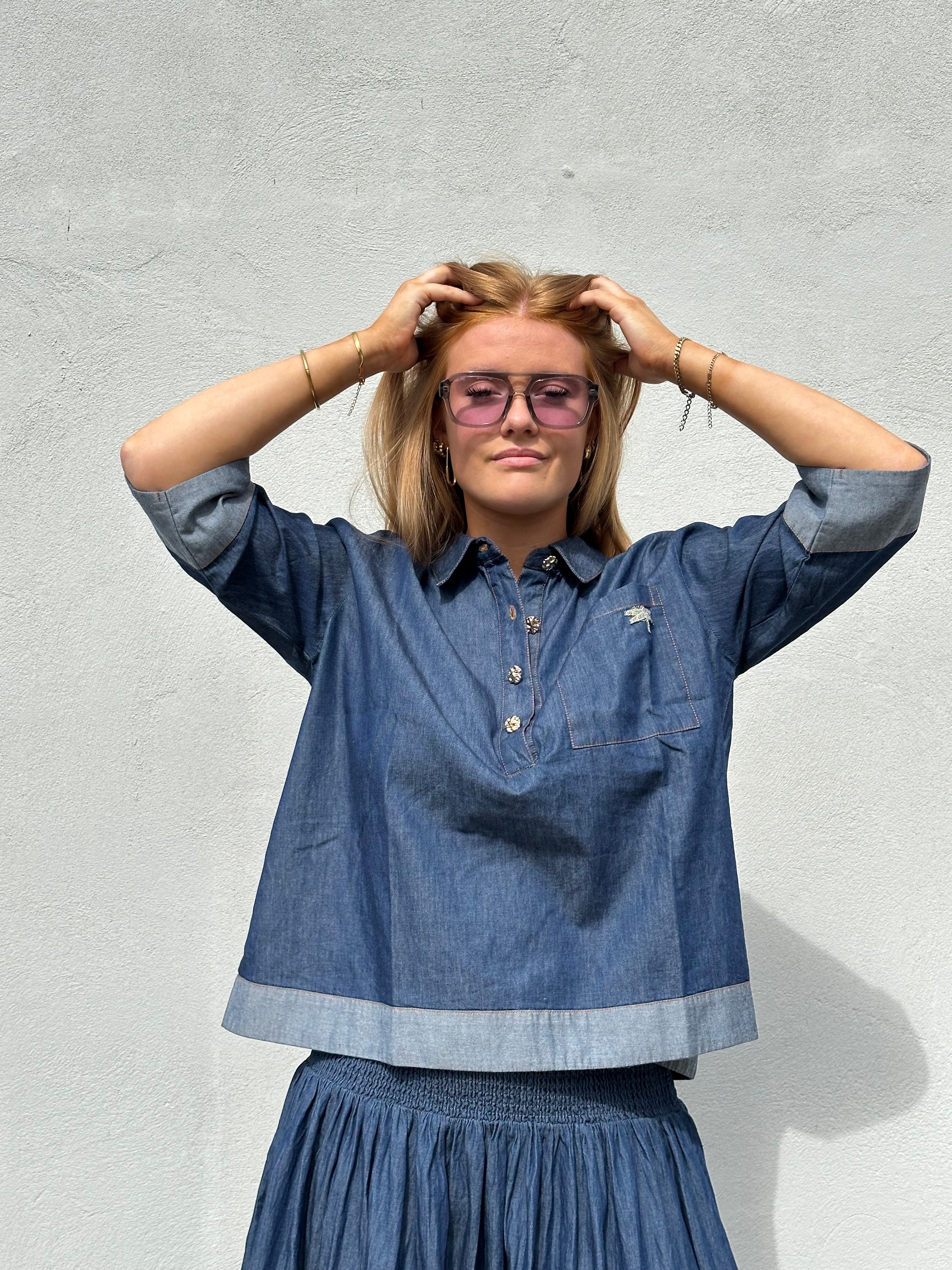 Gaspar 2607351 Porto denim blouse blue