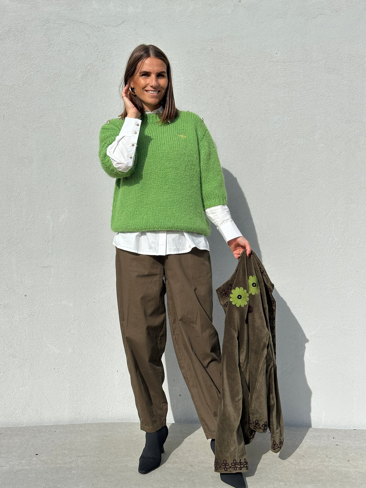 Gaspar 2607354 Parma knit 3/4 sleeve apple green
