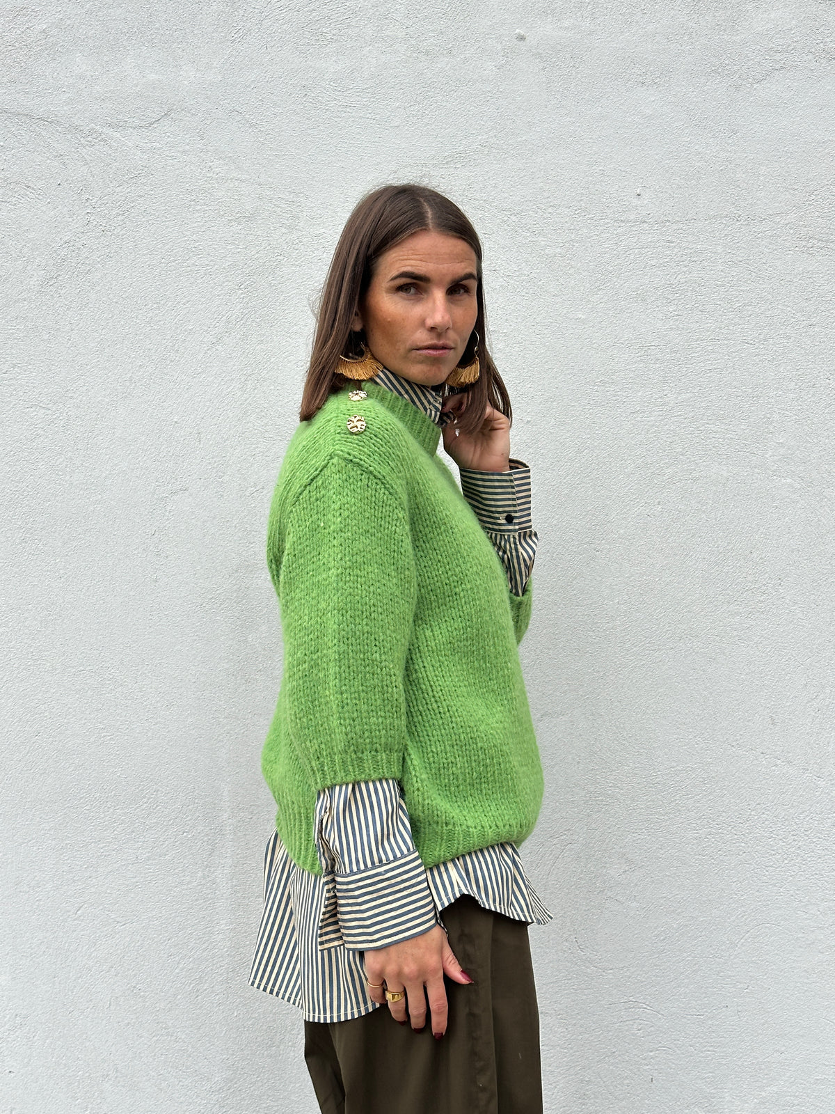 Gaspar 2607354 Parma knit 3/4 sleeve apple green