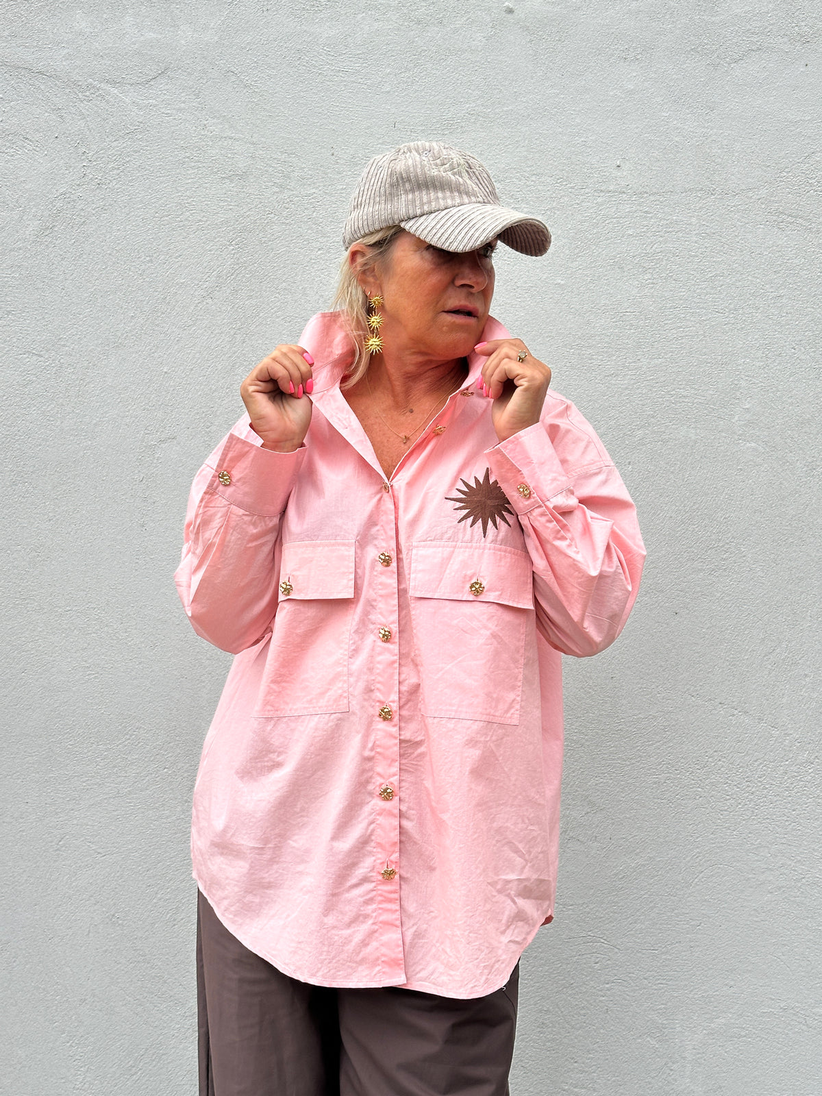 Gaspar 2607357 Sevilla solid poplin shirt rose