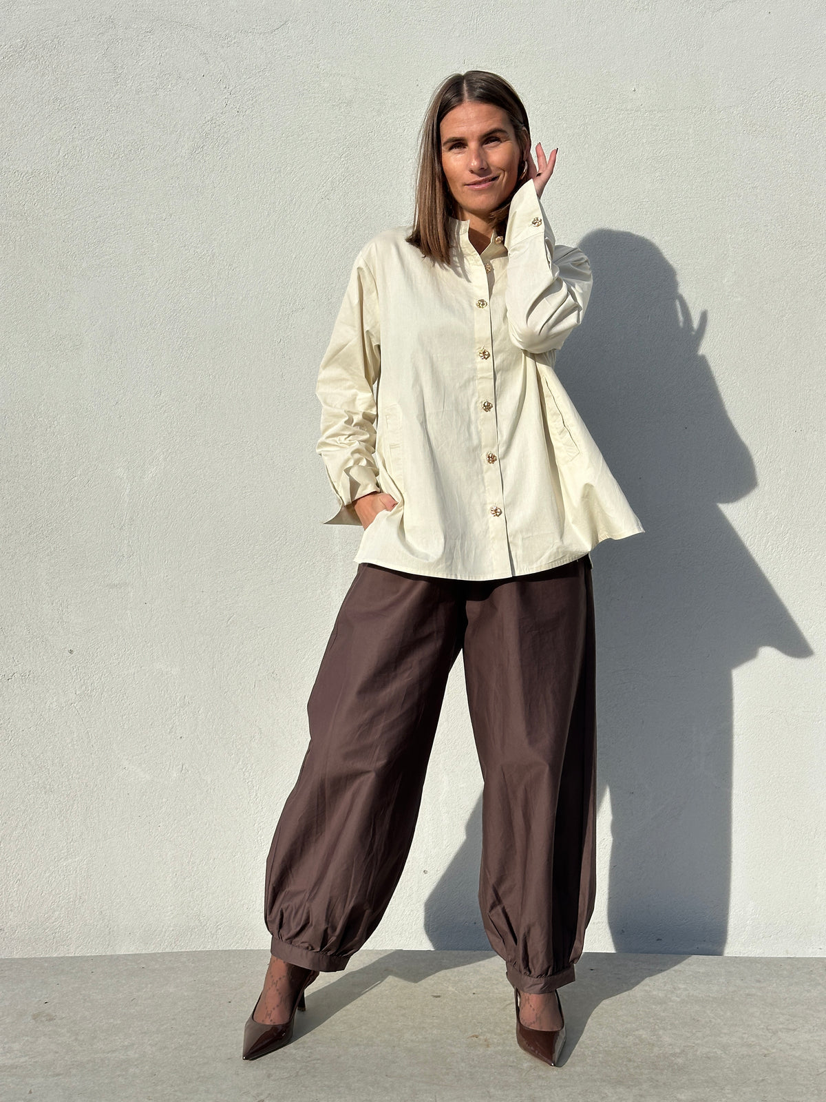 Gaspar 2607358 Loire poplin blouse beige