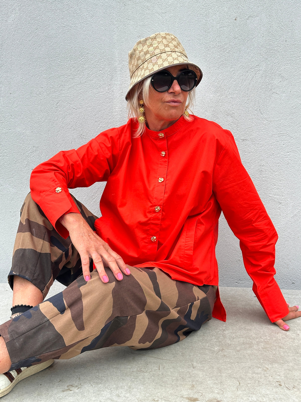 Gaspar 2607358 Loire poplin blouse red