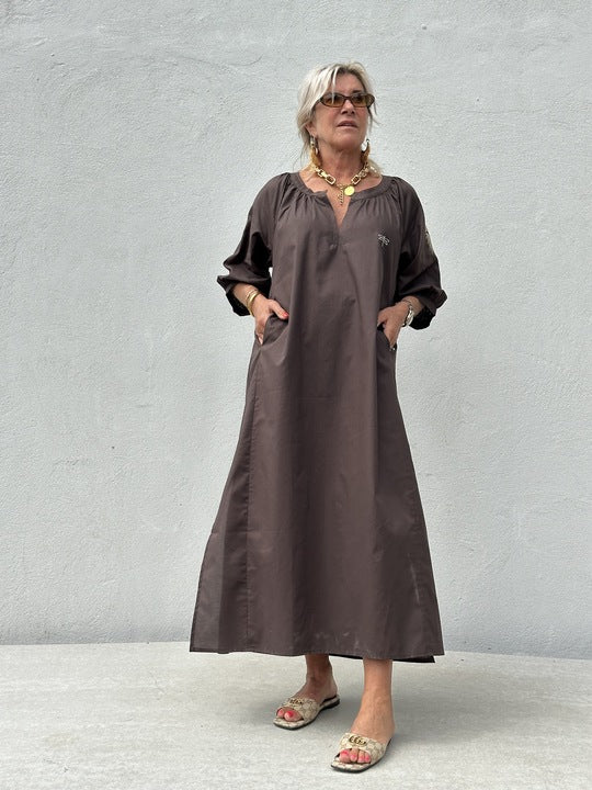 Gaspar 2607707 Athen dress poplin brown