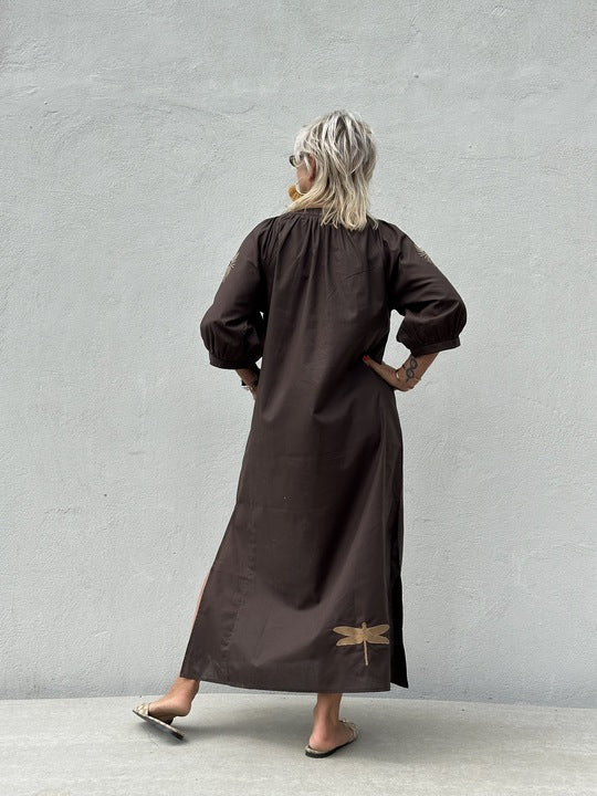 Gaspar 2607707 Athen dress poplin brown