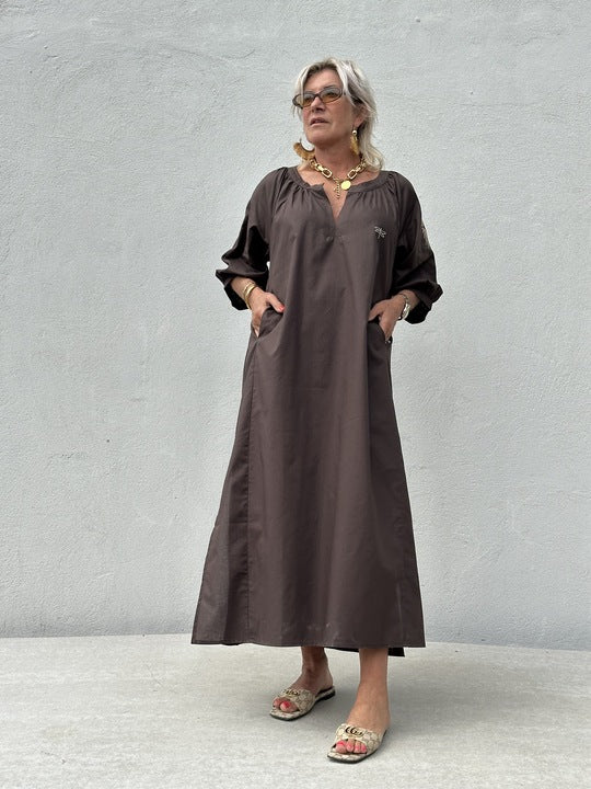 Gaspar 2607707 Athen dress poplin brown