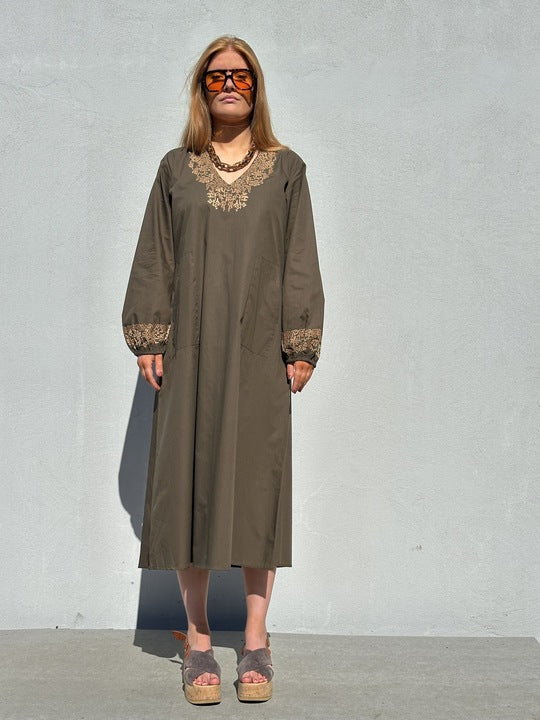 Gaspar 2607708 Lido dress poplin olive