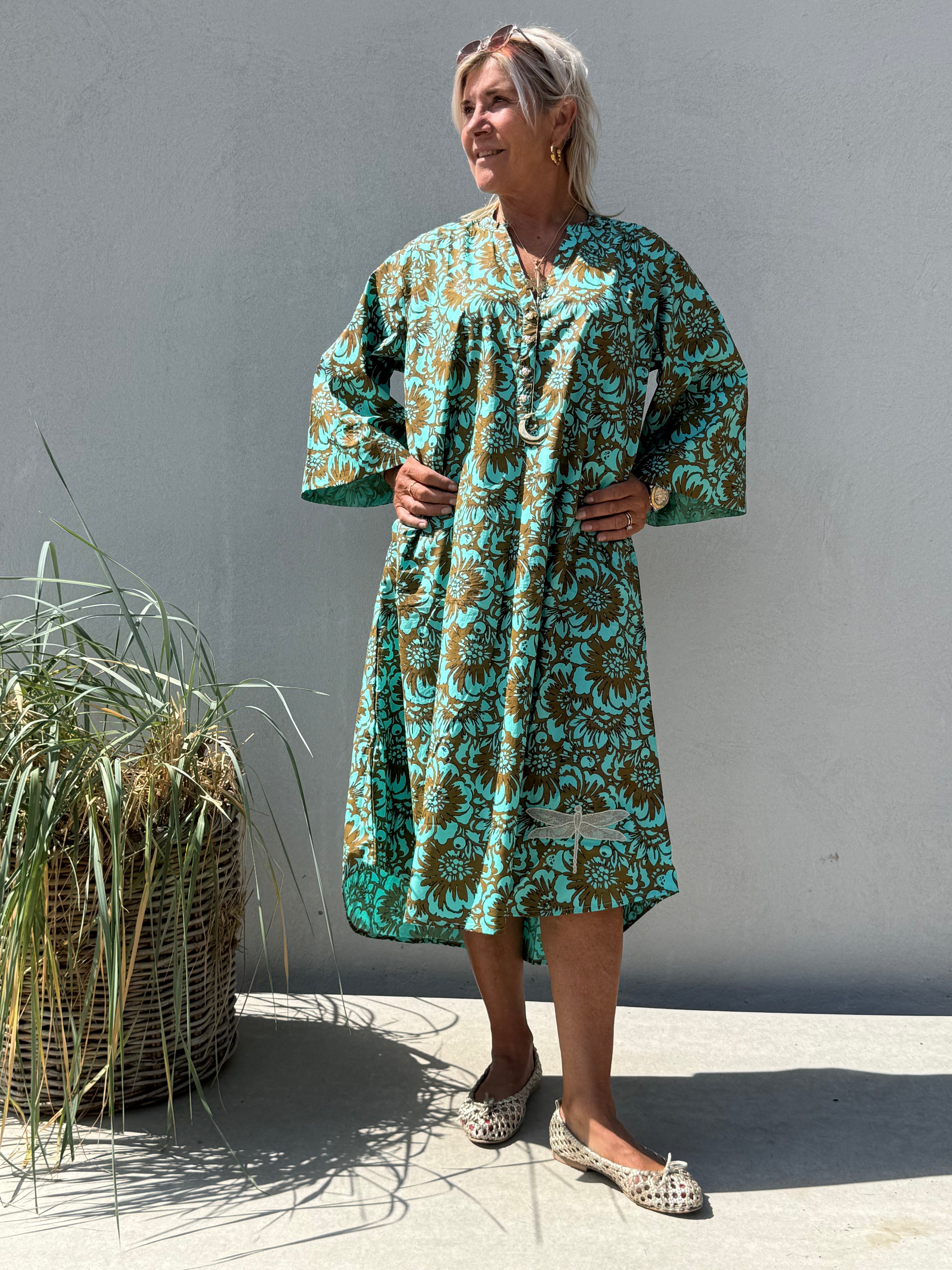 Gaspar 2607709 Mumbai dress flower aqua