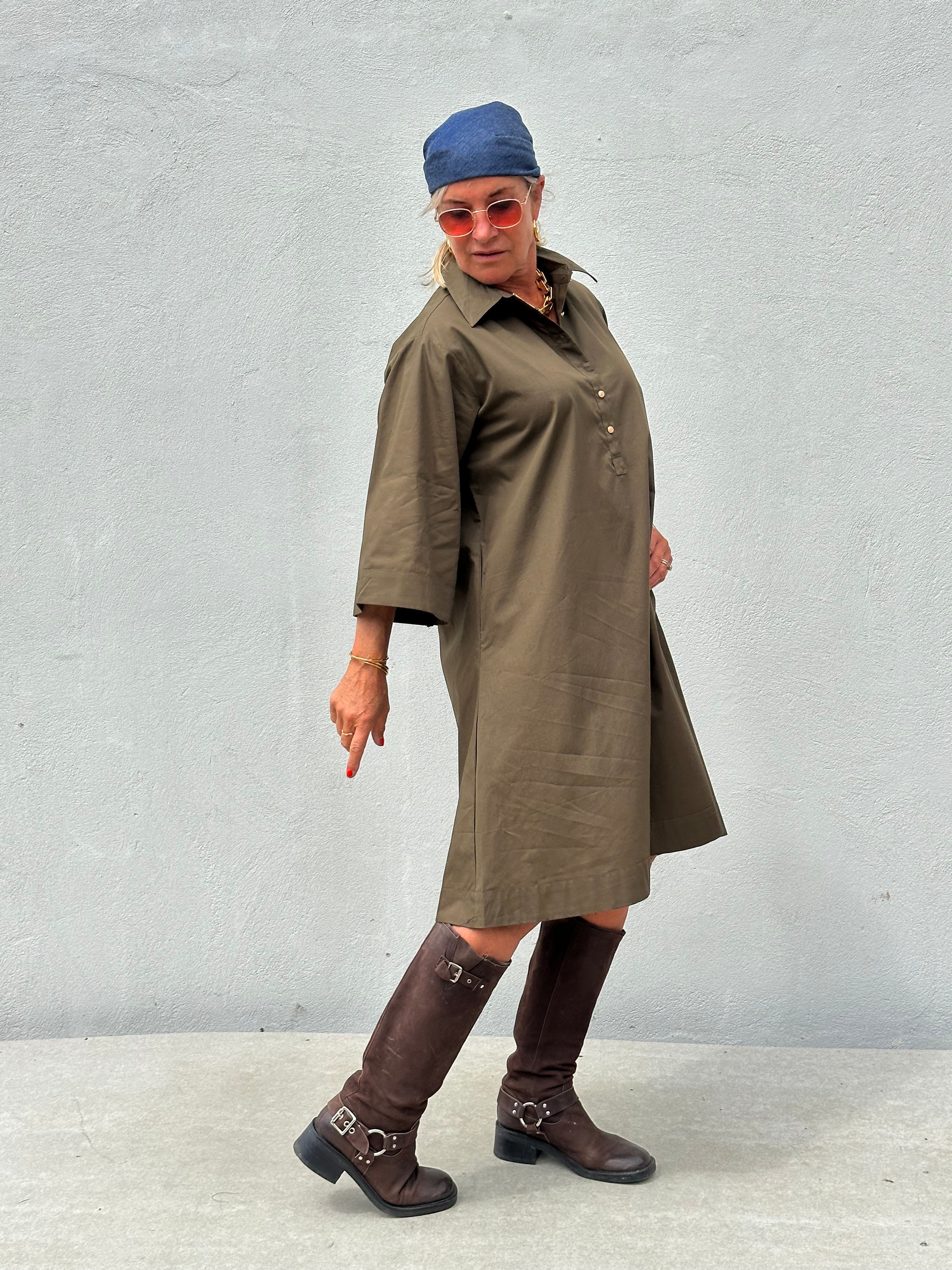 Gaspar 2607710 Haiti dress olive green