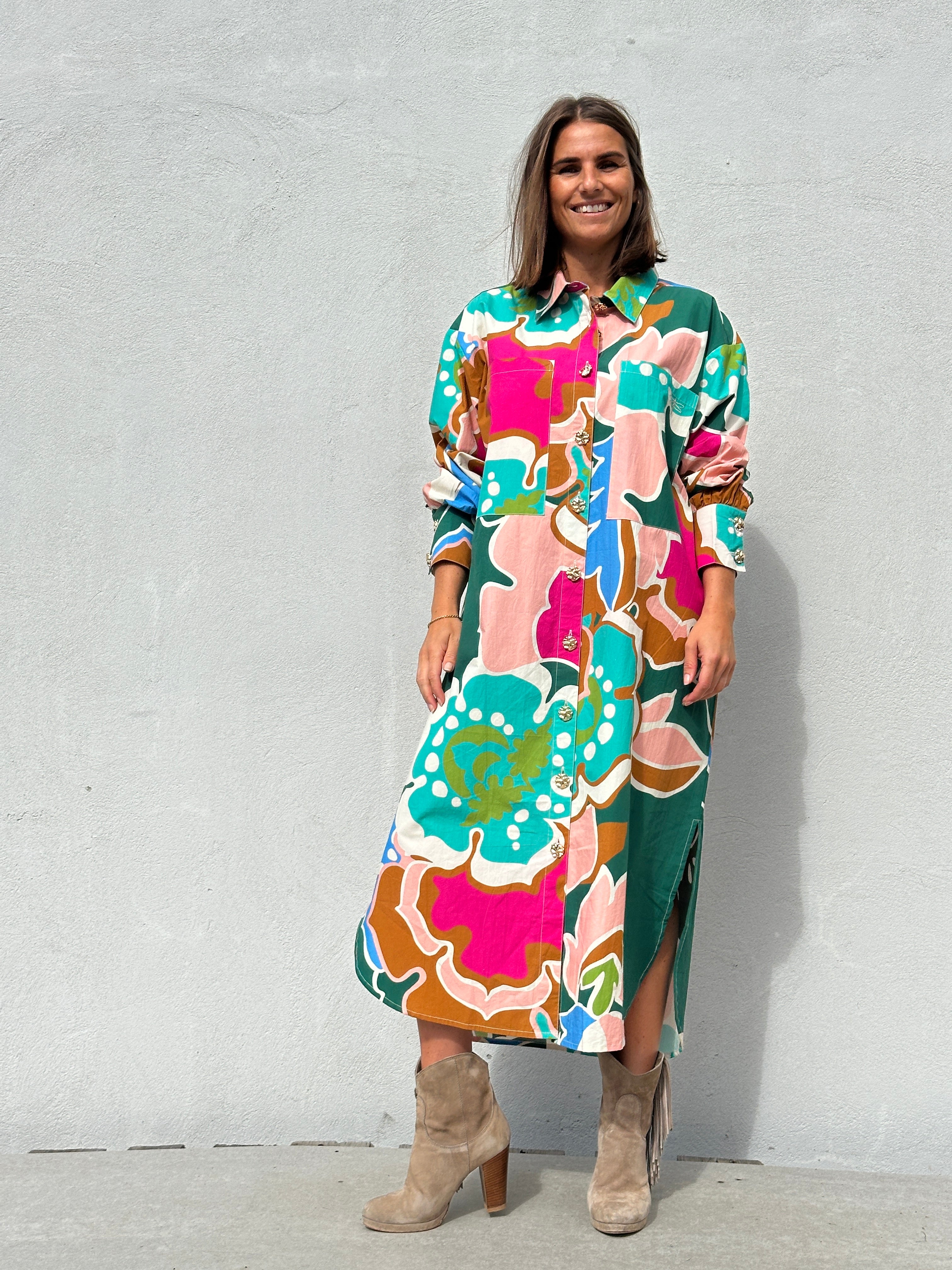 Gaspar 2607715 Malmø dress long flower multi