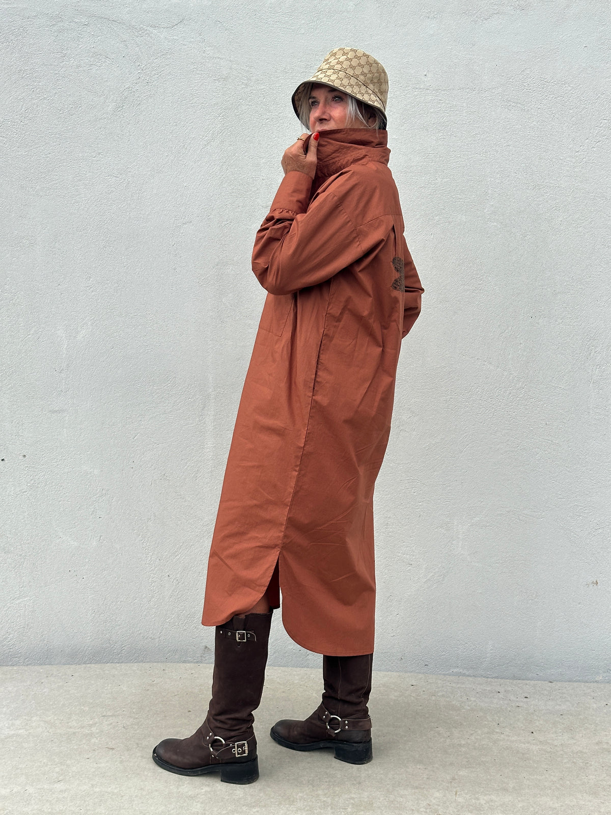 Gaspar 2607719 Sevilla poplin dress burnt sienna