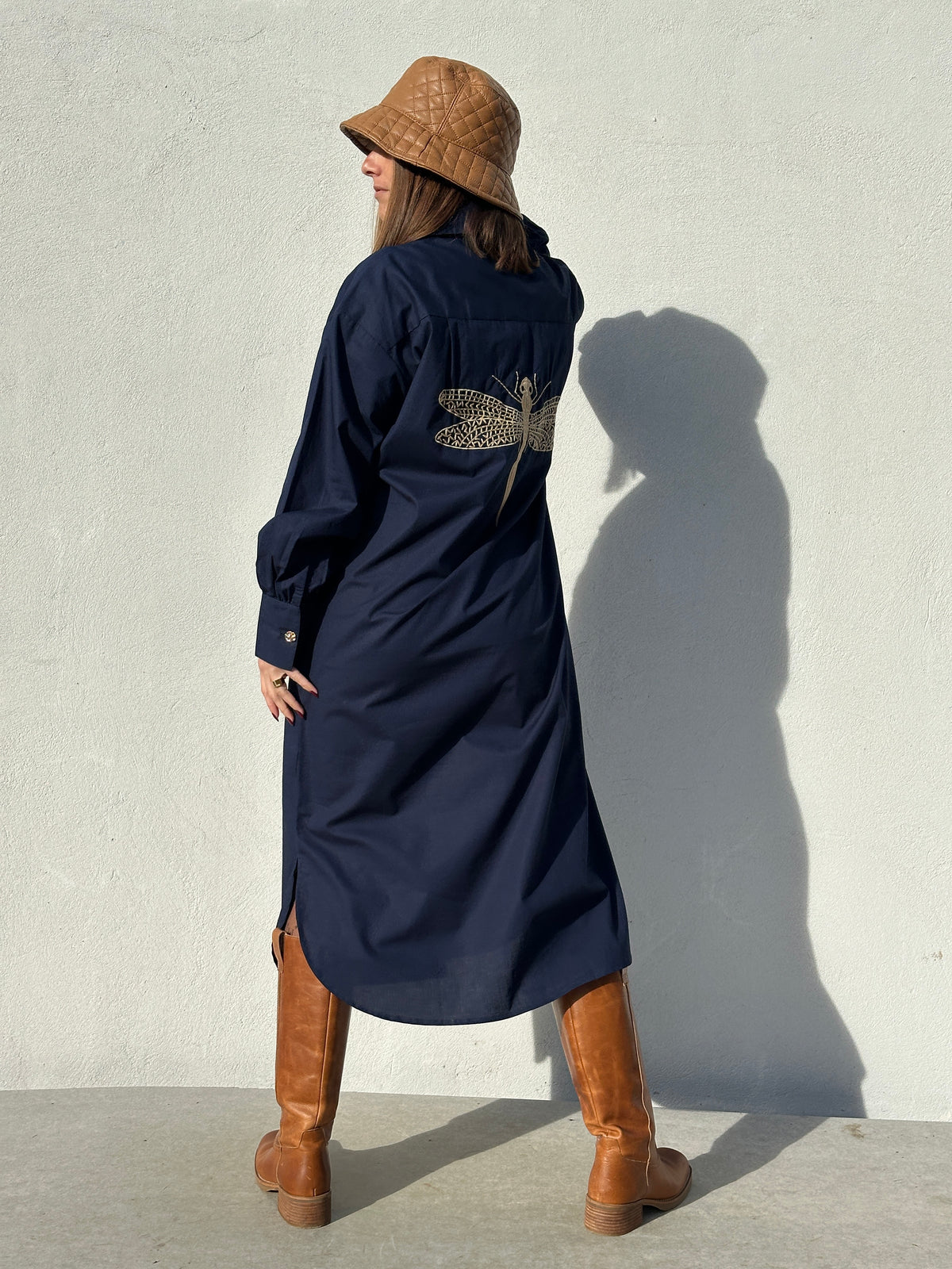 Gaspar 2607719 Sevilla poplin dress dark blue