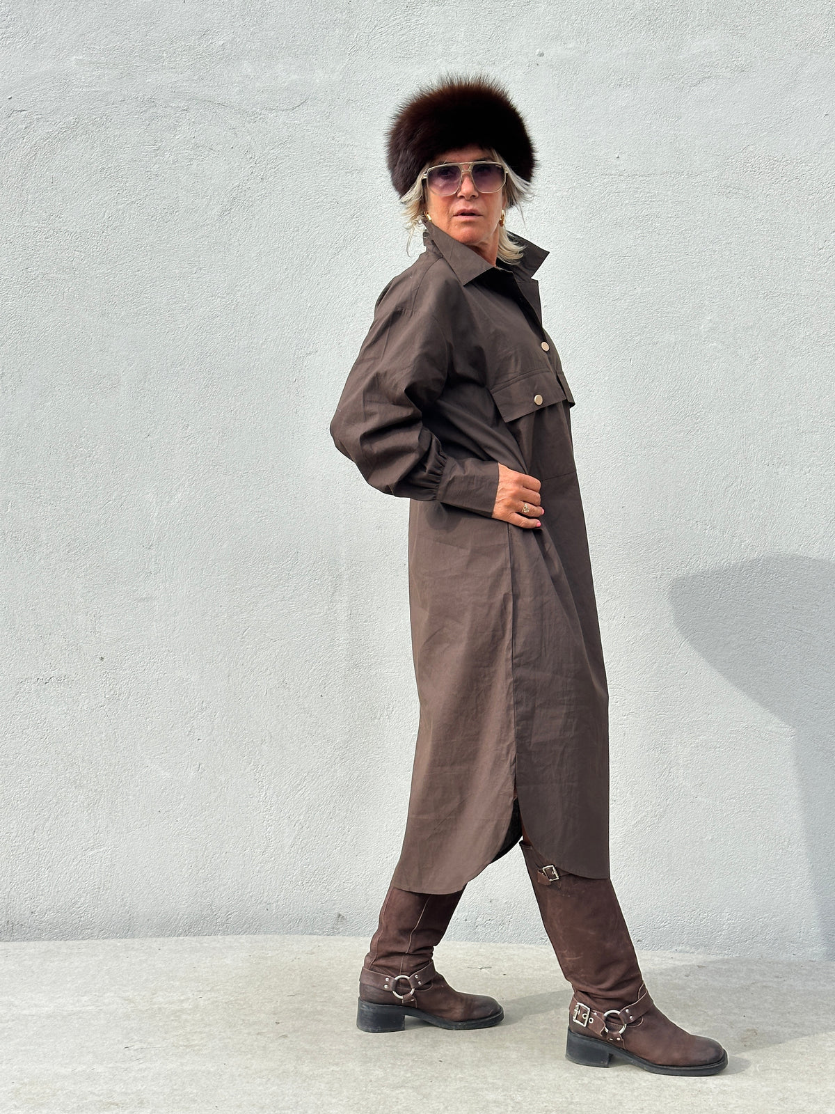Gaspar 2607719 Sevilla poplin dress brown
