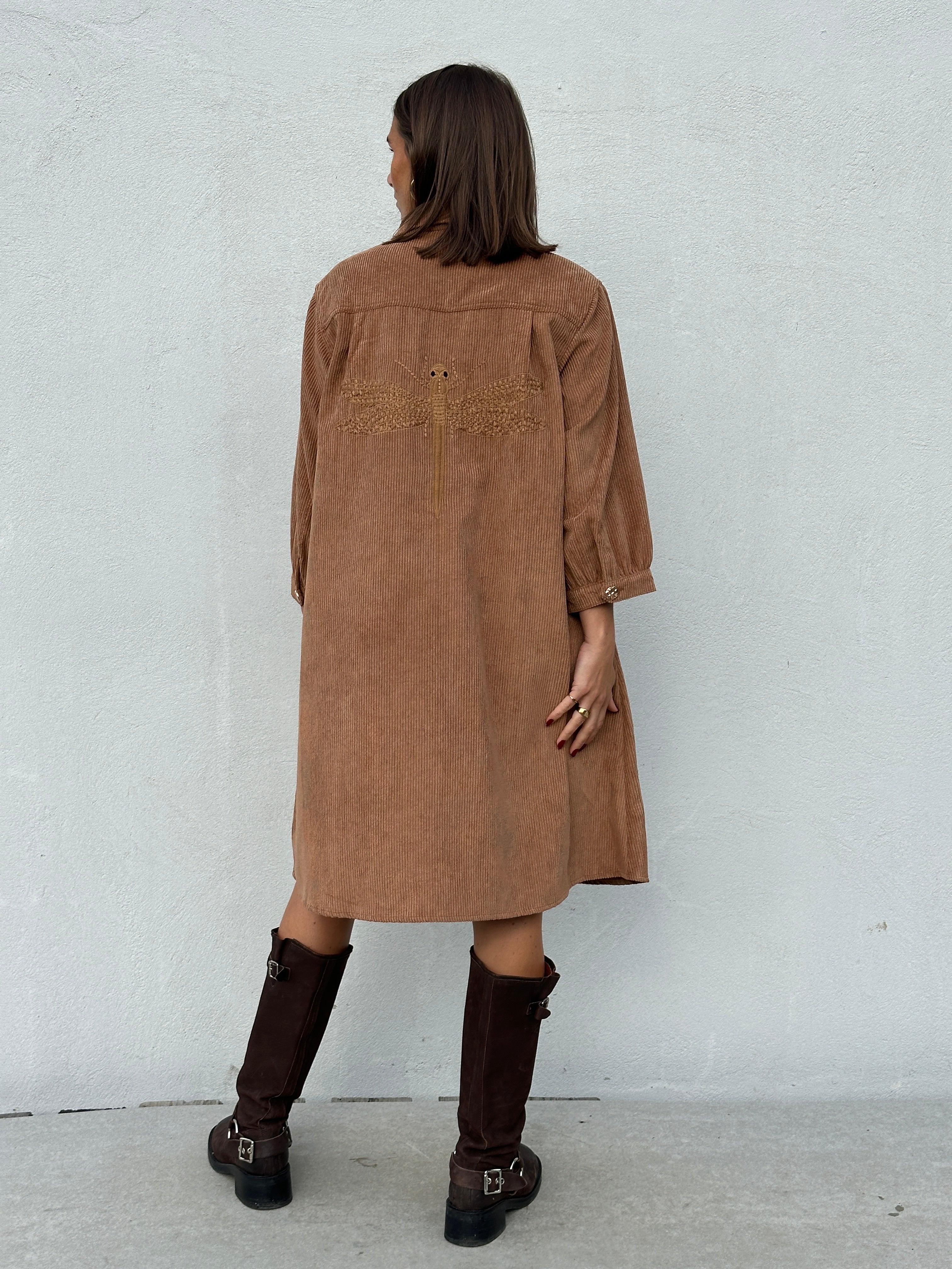 Gaspar 2607744 Nice corduroy dress camel