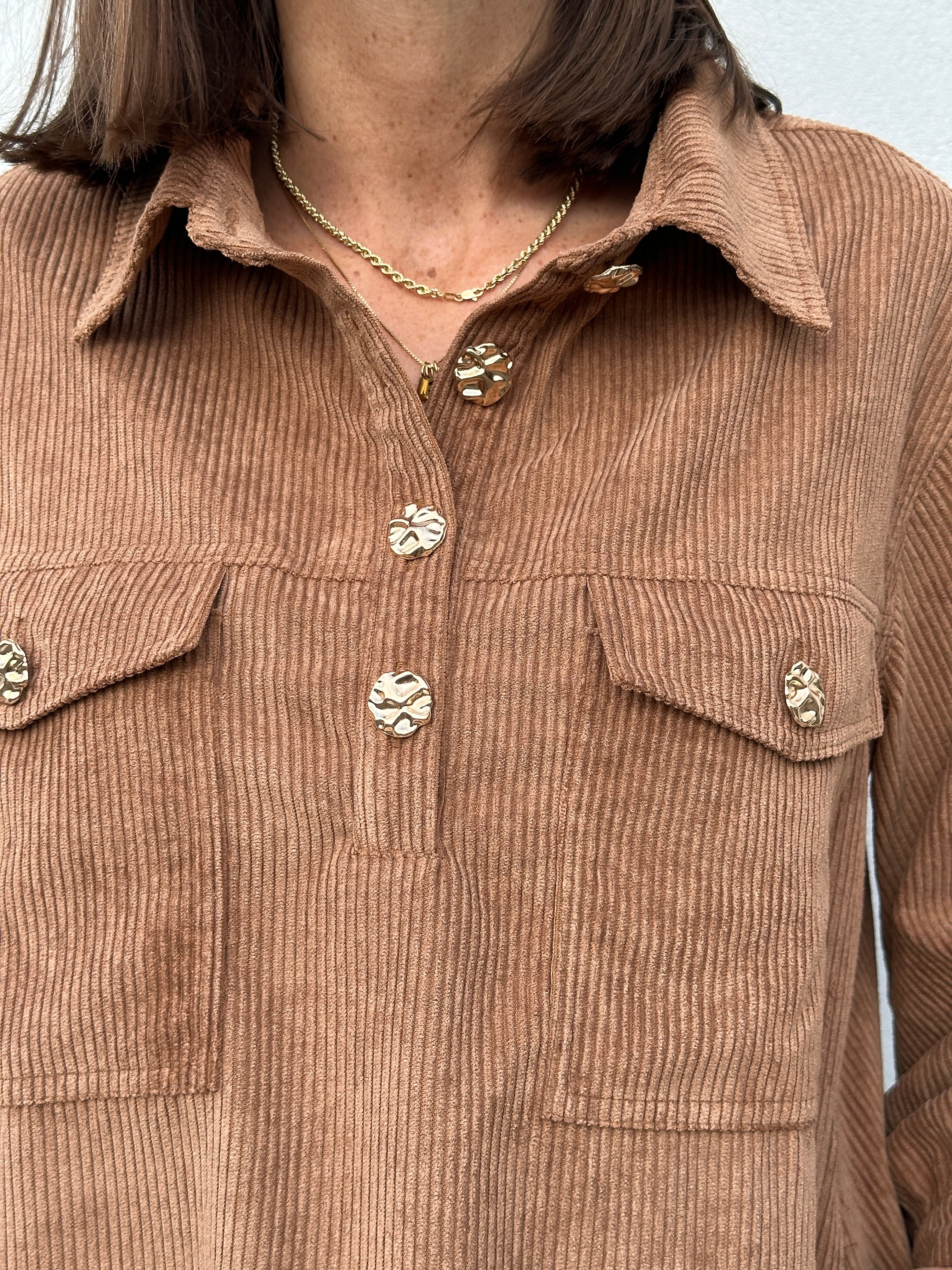 Gaspar 2607744 Nice corduroy dress camel